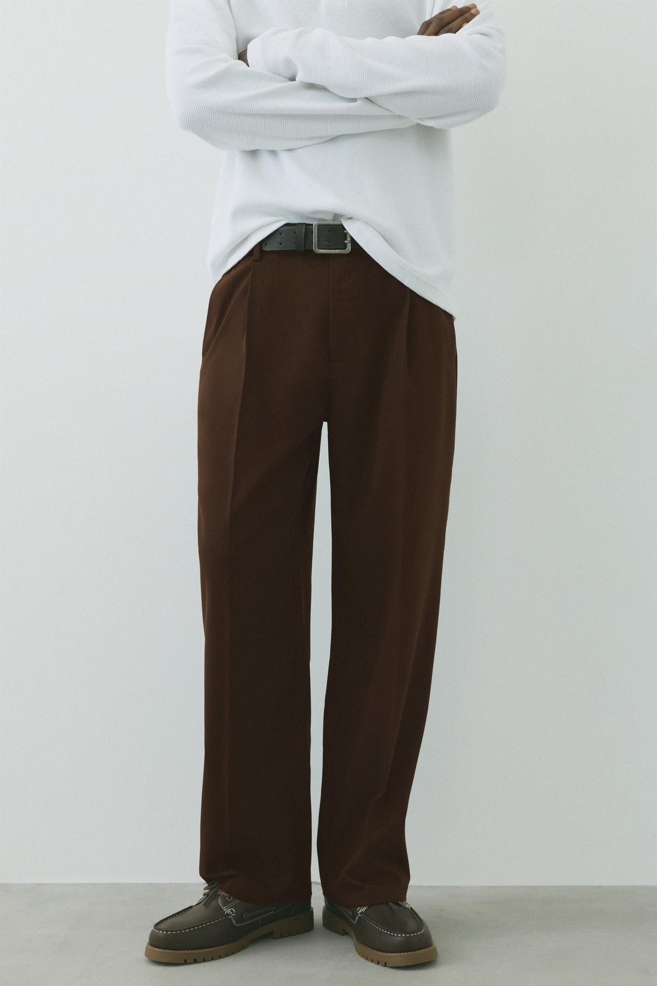 Wide-leg tailored trousers — Chocolate