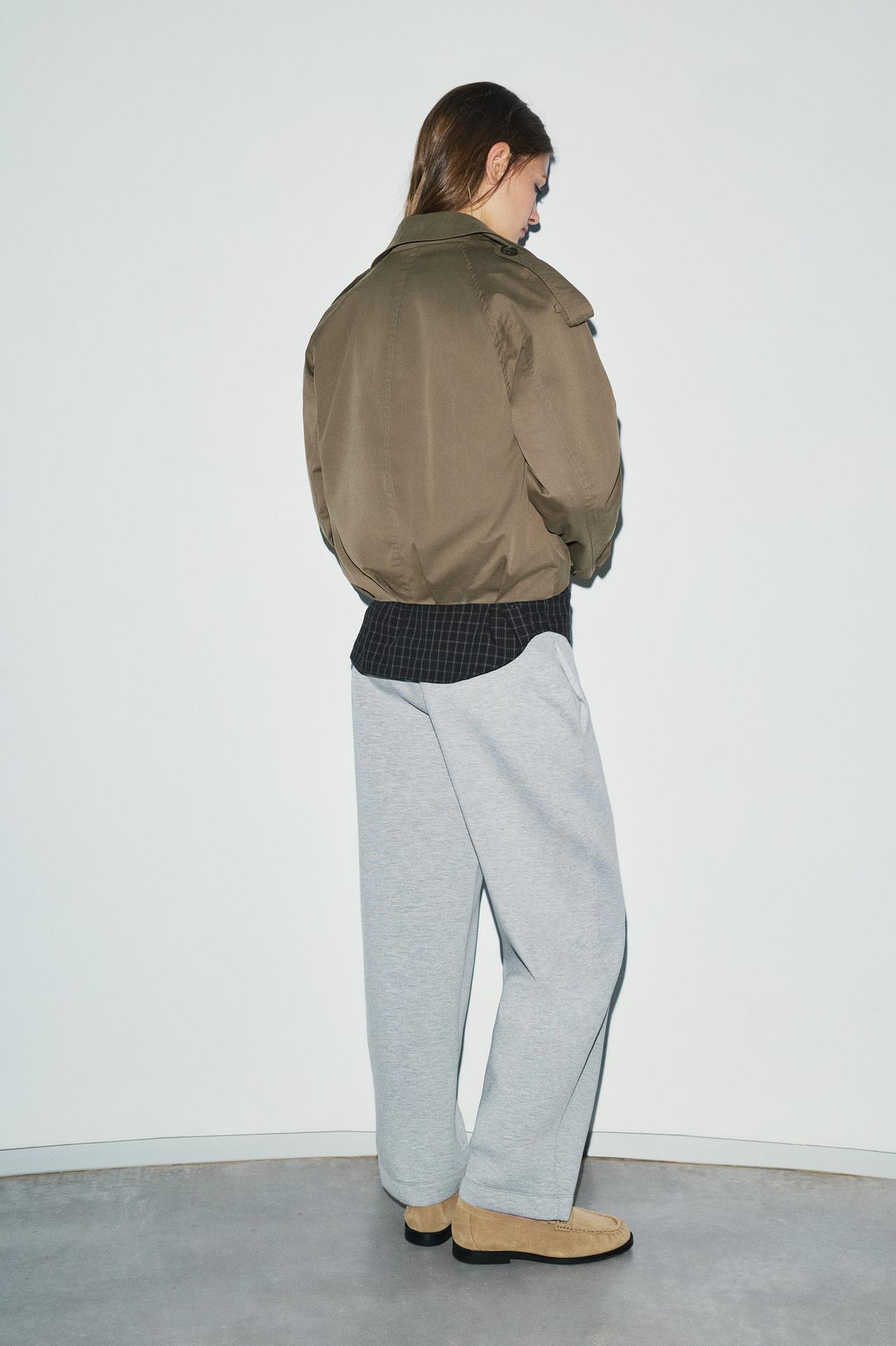 Balloon-fit short trench coat — Dark khaki