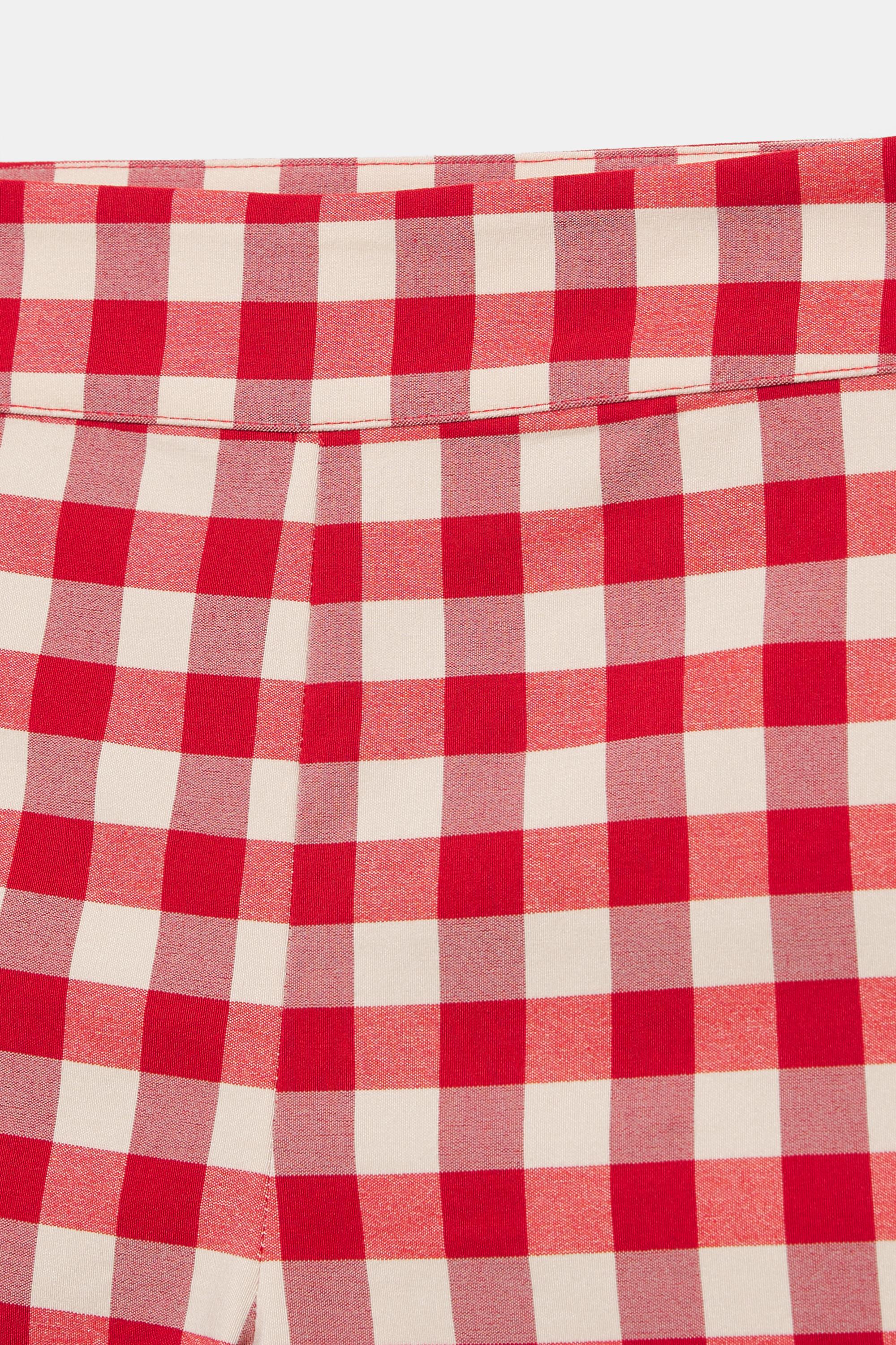 Gingham check capris — Red/White