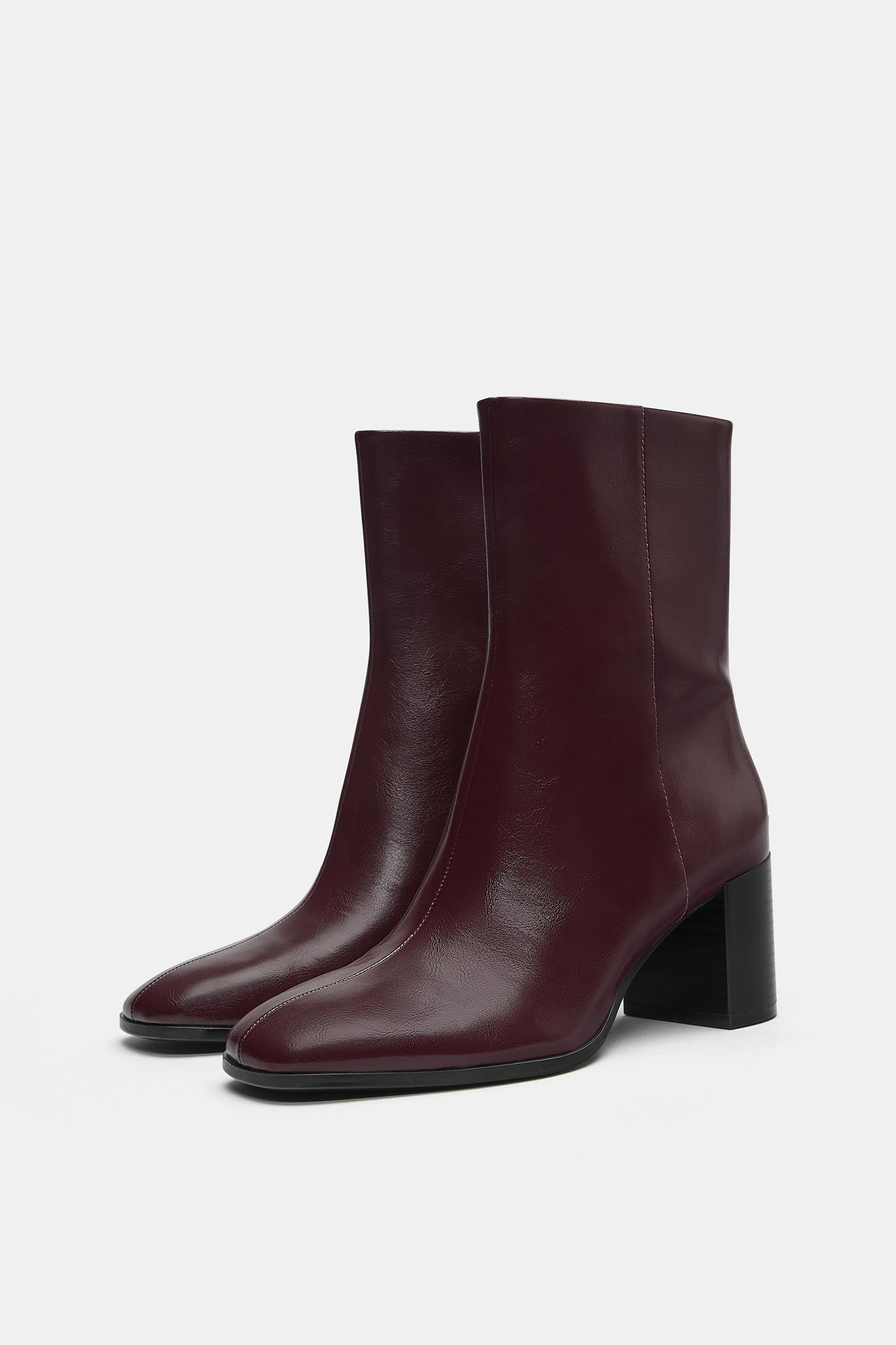 High-heel ankle boots — Burgundy