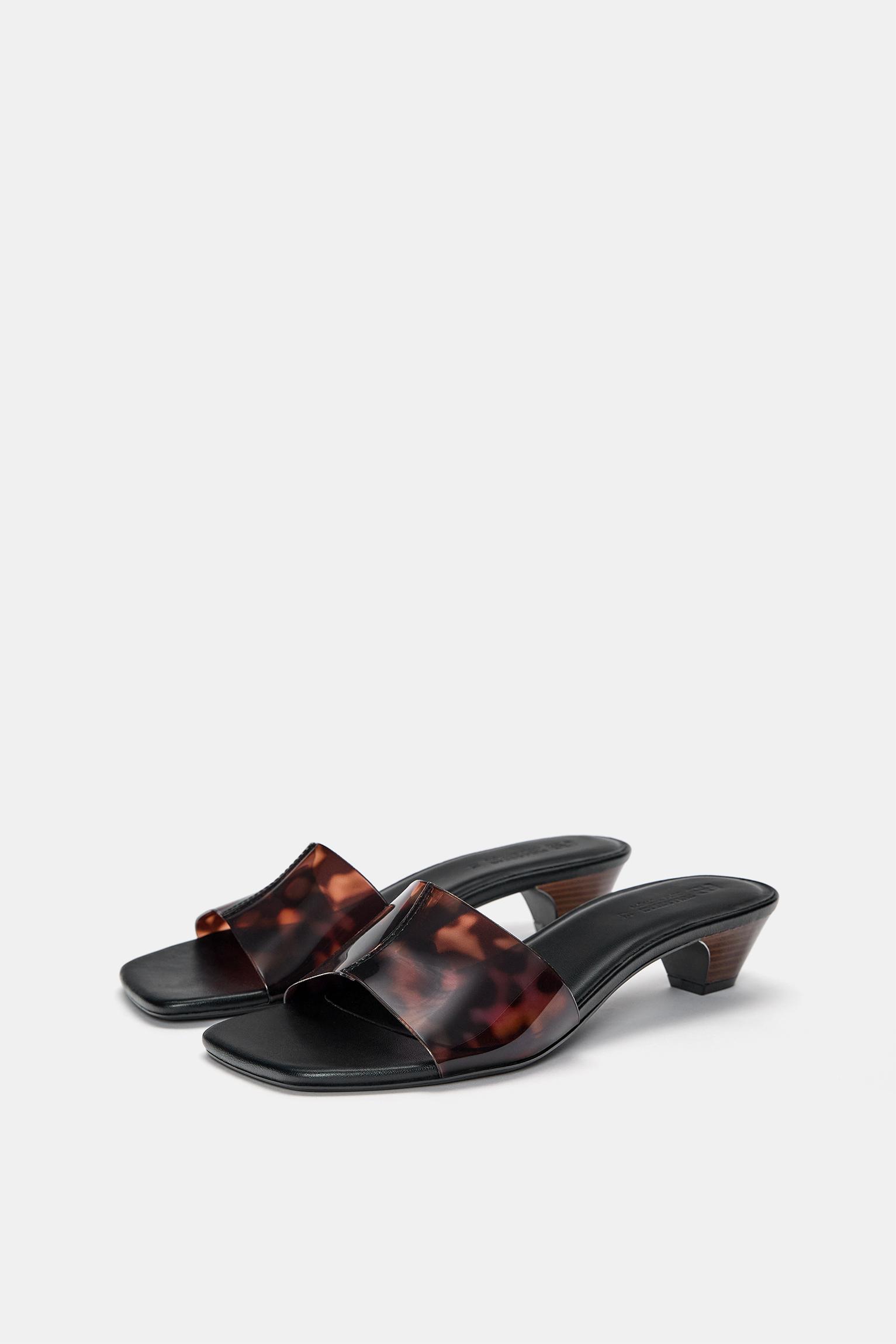 Vinyl mule heeled sandals — Multi-colored