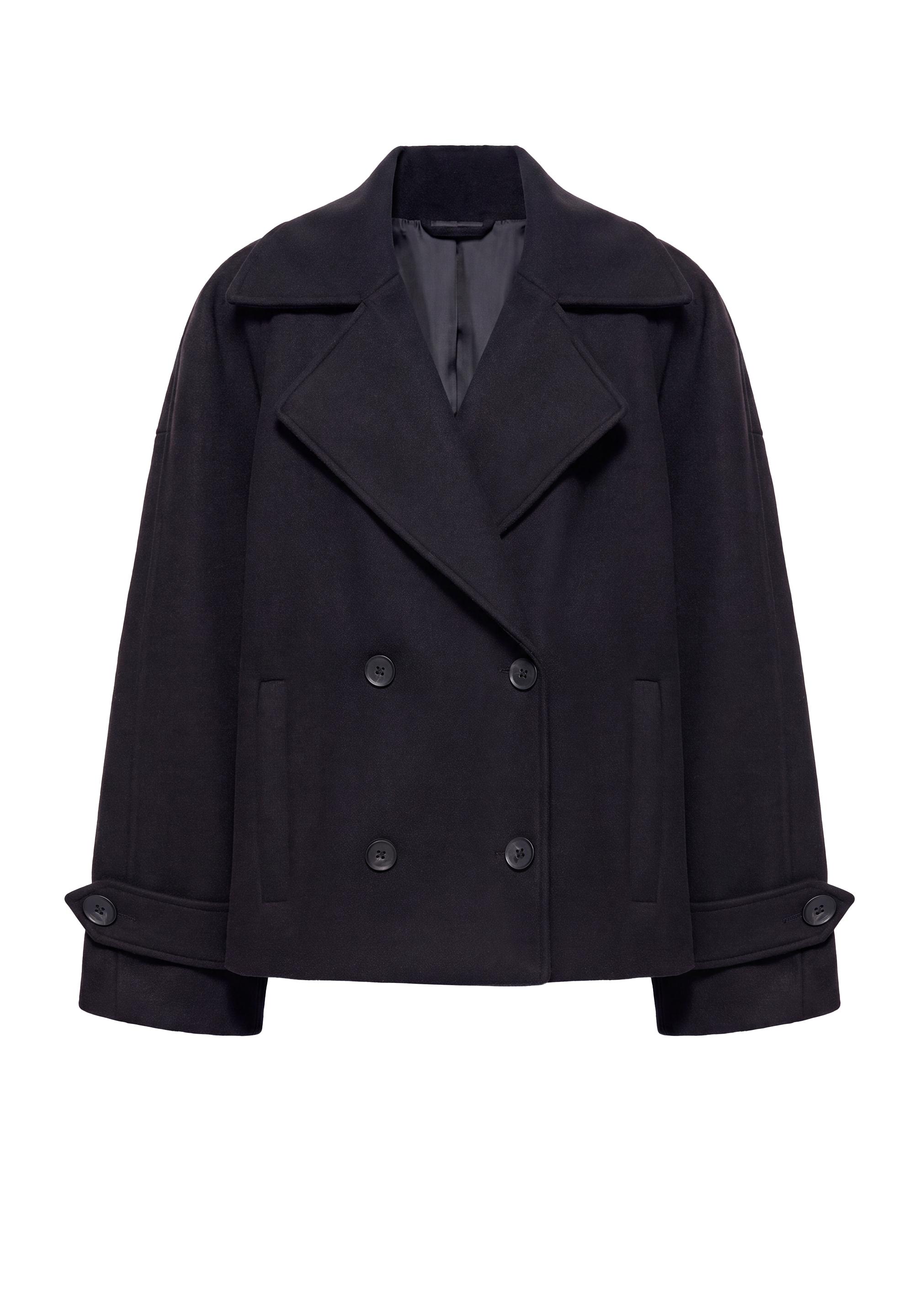 Short felt texture coat — Navy