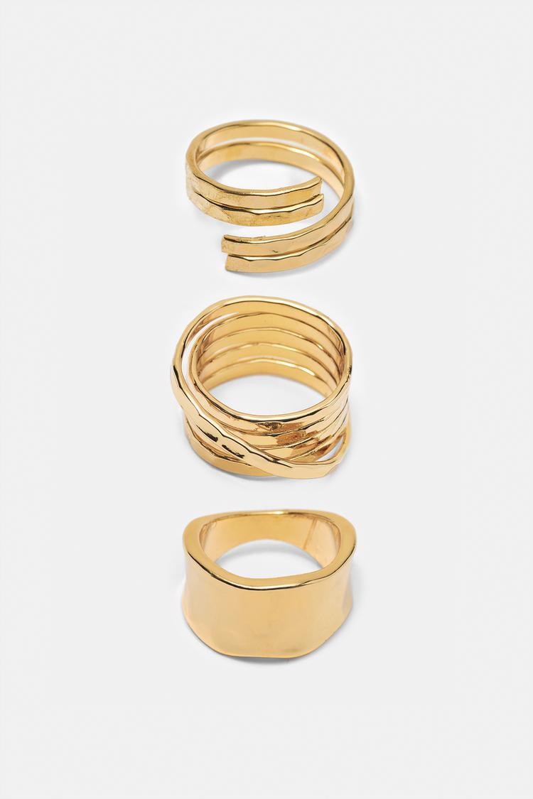 3-pack of rings — Gold