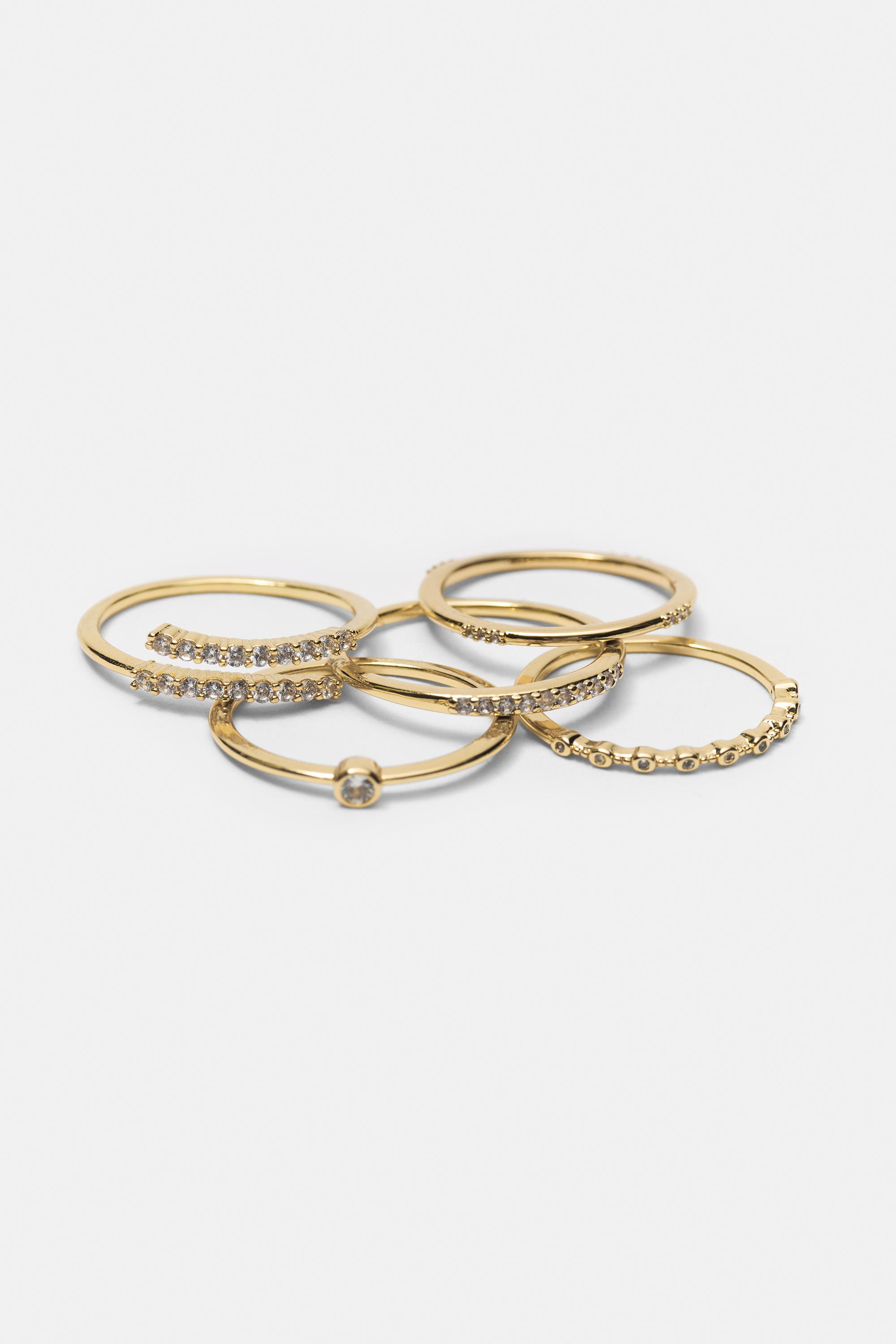 Pack of 5 shimmery rings — Gold