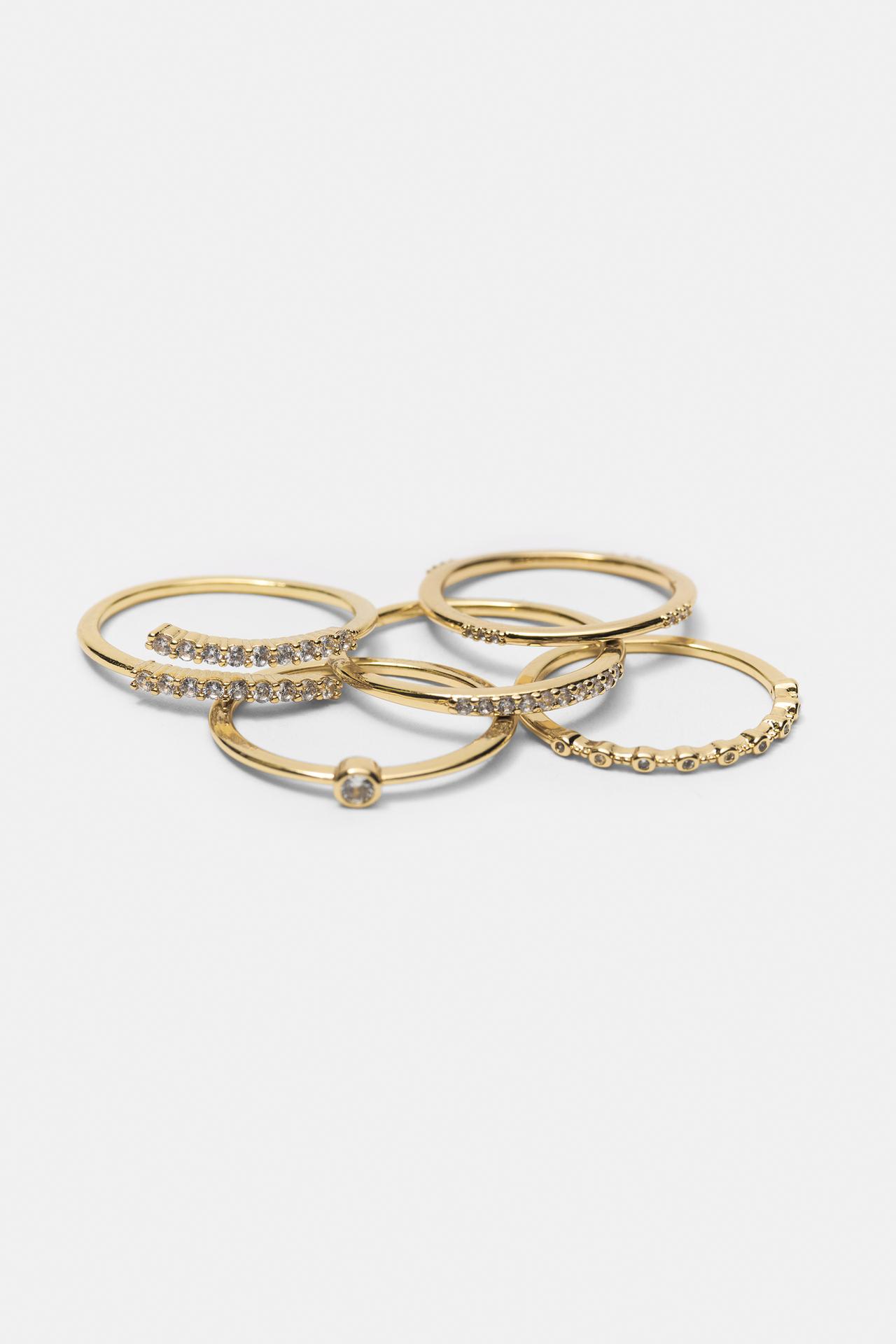 Pack of 5 shimmery rings — Gold