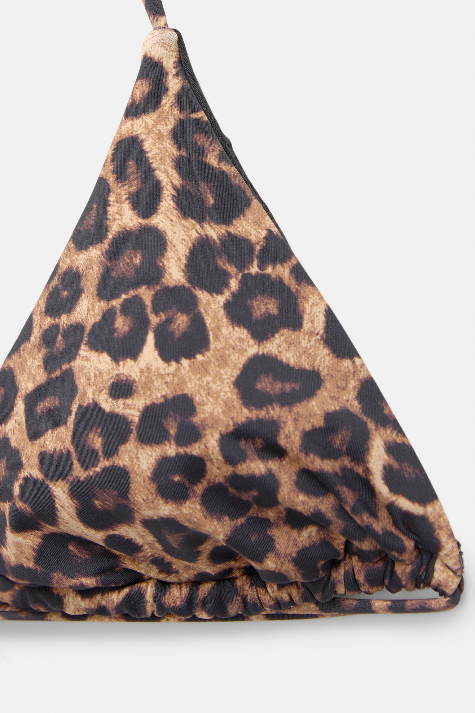 Leopard print triangle bikini top — Black