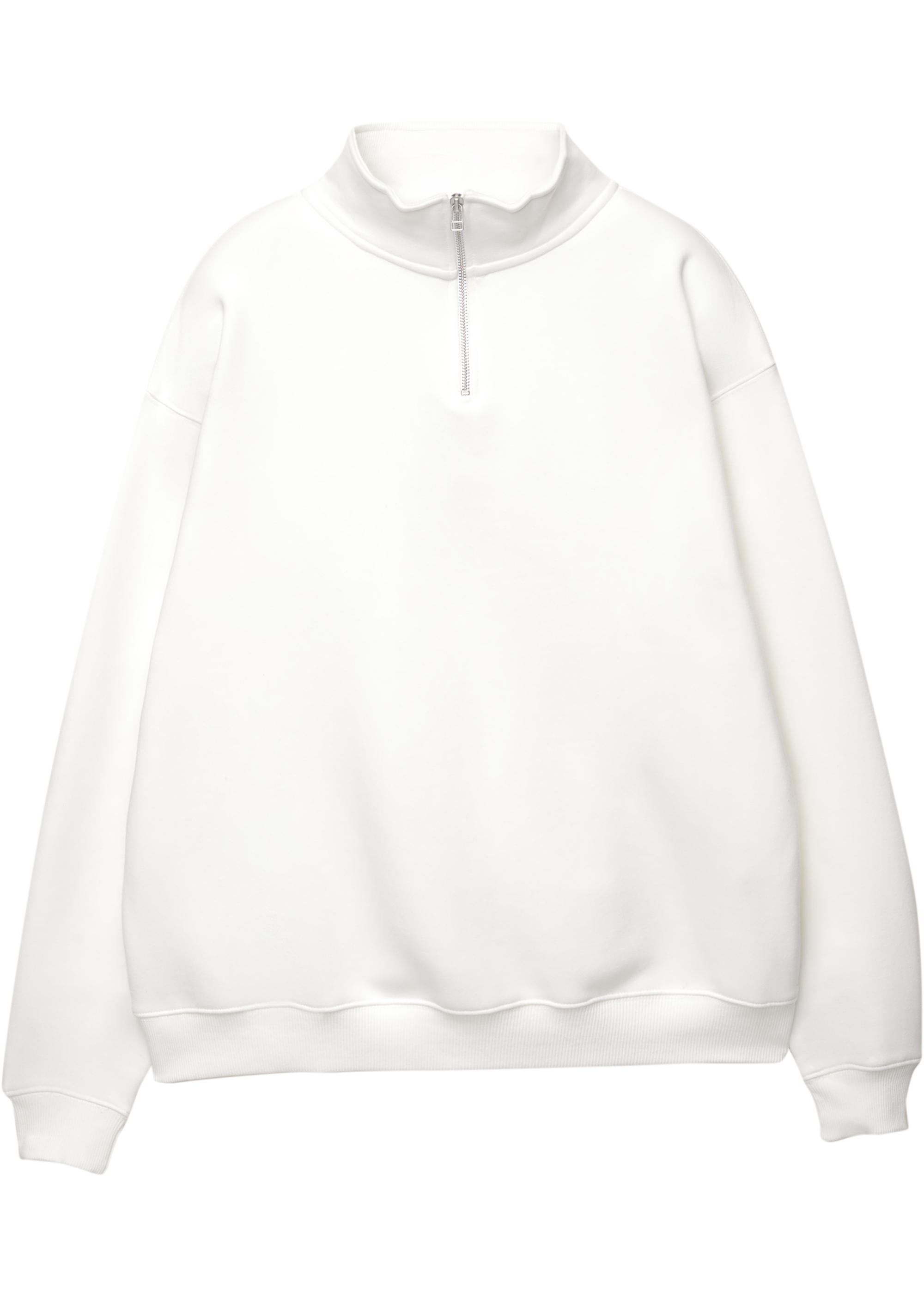 Basic quarter-zip sweatshirt — Off white