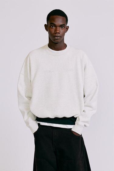 Contrast rib round neck sweatshirt — Grey marl 2