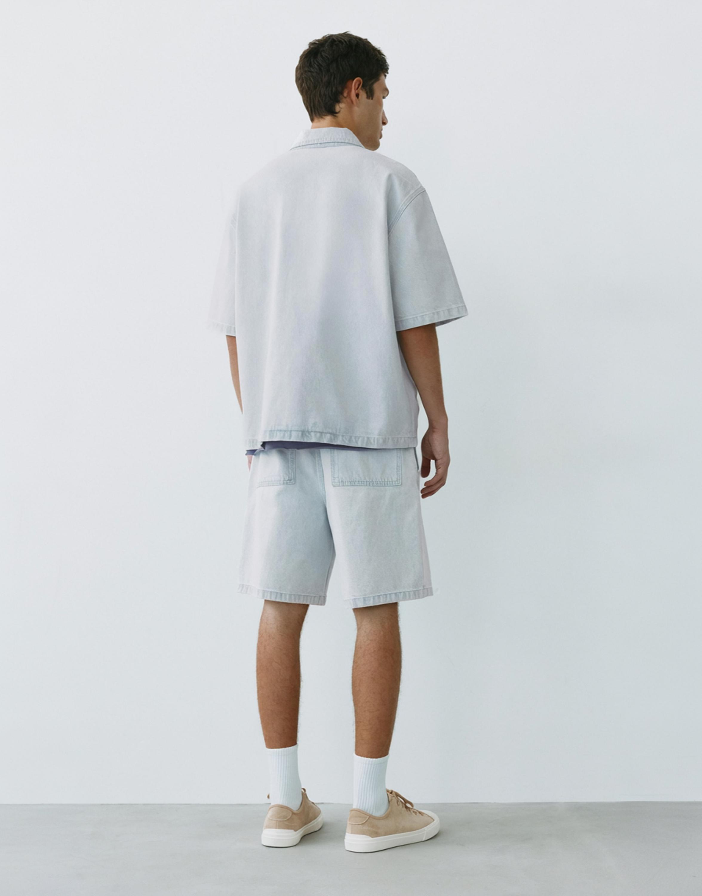 Relaxed denim Bermuda shorts — Sky blue