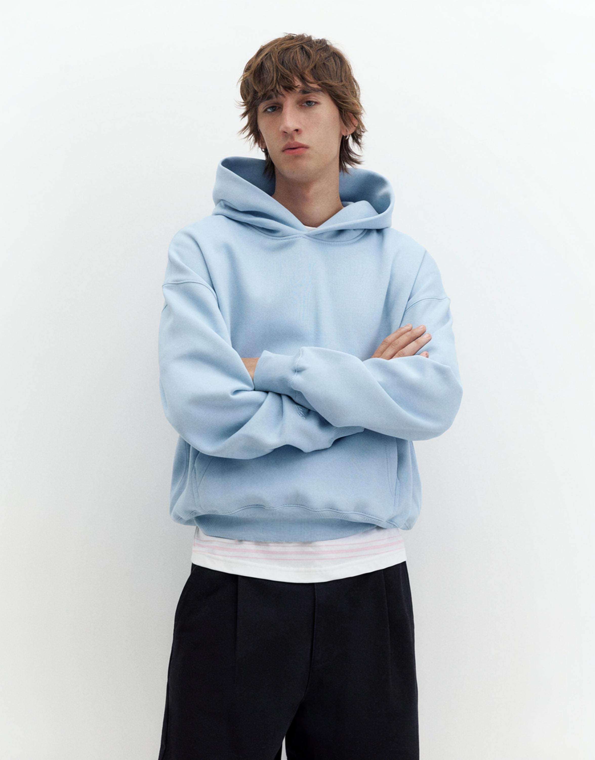 STWD boxy-fit logo hoodie — Sky blue