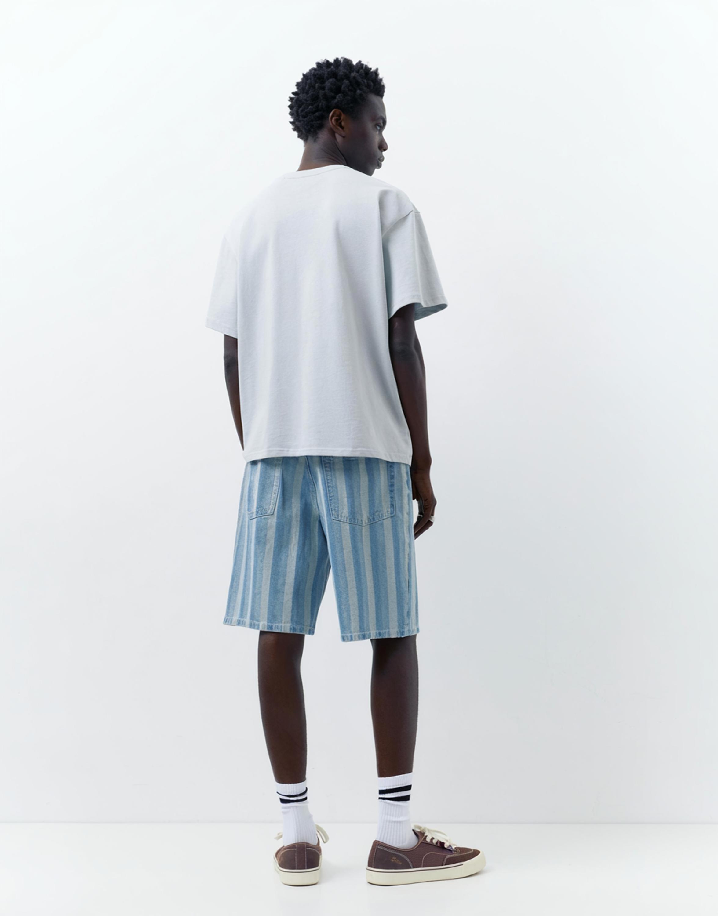 Baggy denim bermuda - Görsel 10