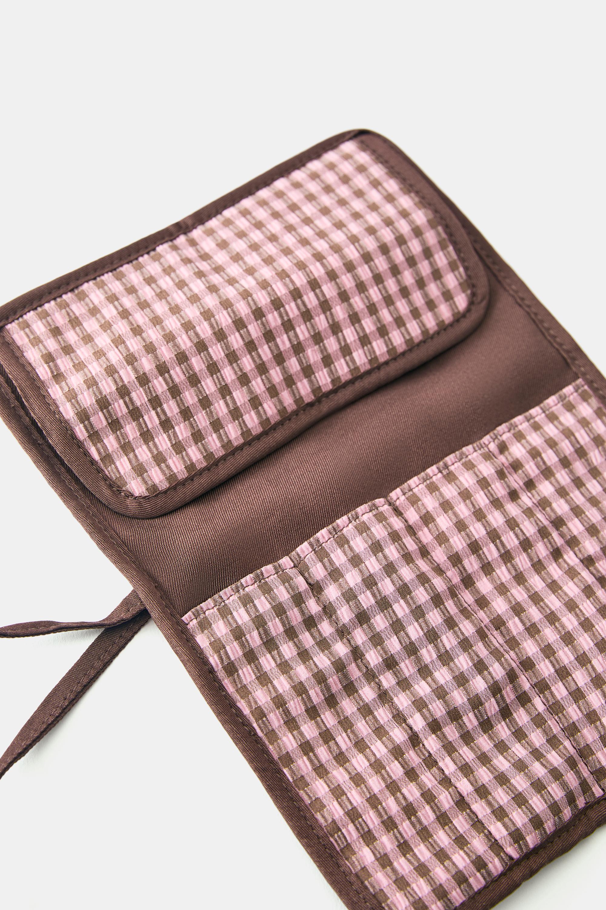 Gingham cutlery roll — Pink