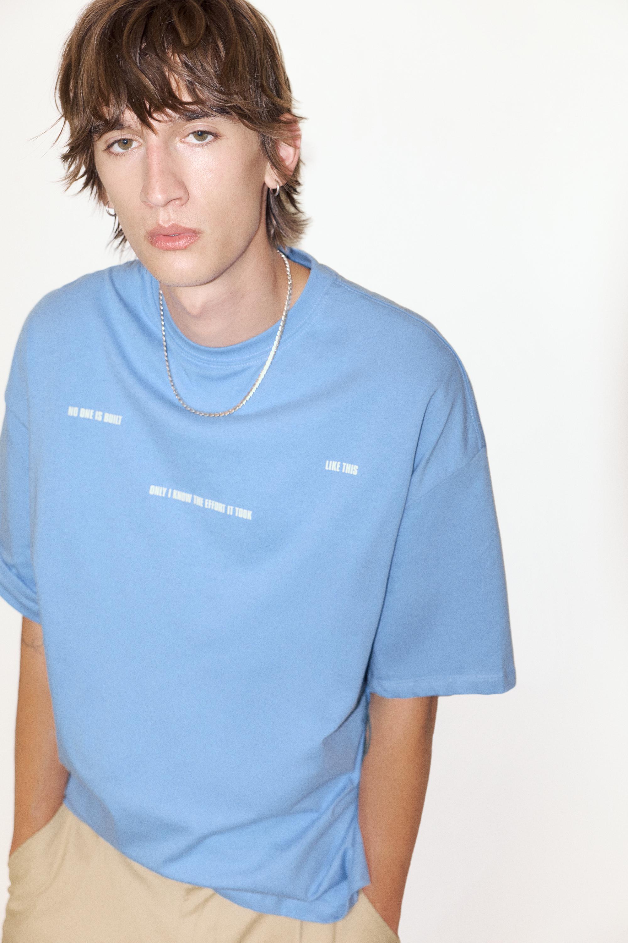 STWD boxy text T-shirt — Sky blue