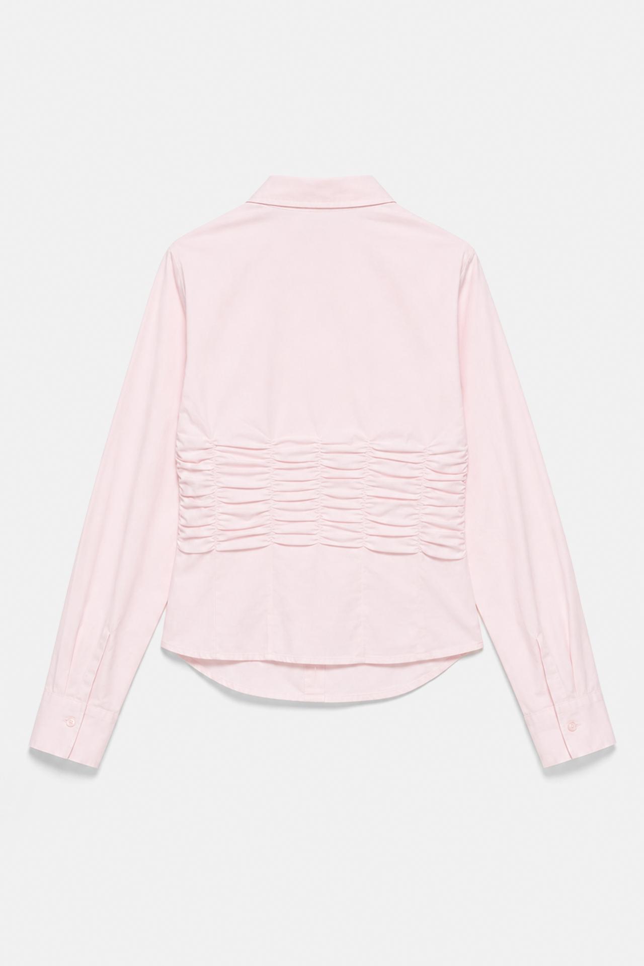 Fitted gathered poplin shirt — Pink