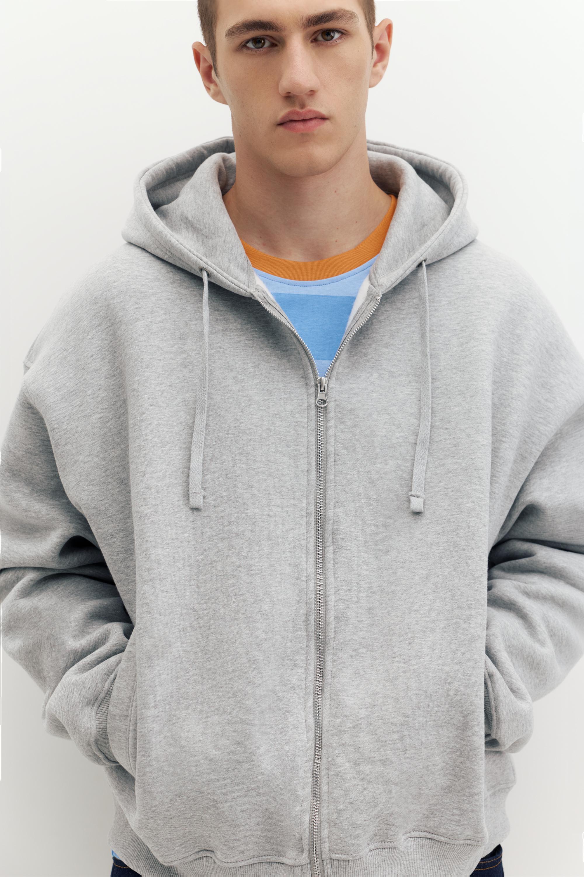 Zip-up hoodie — Grey marl