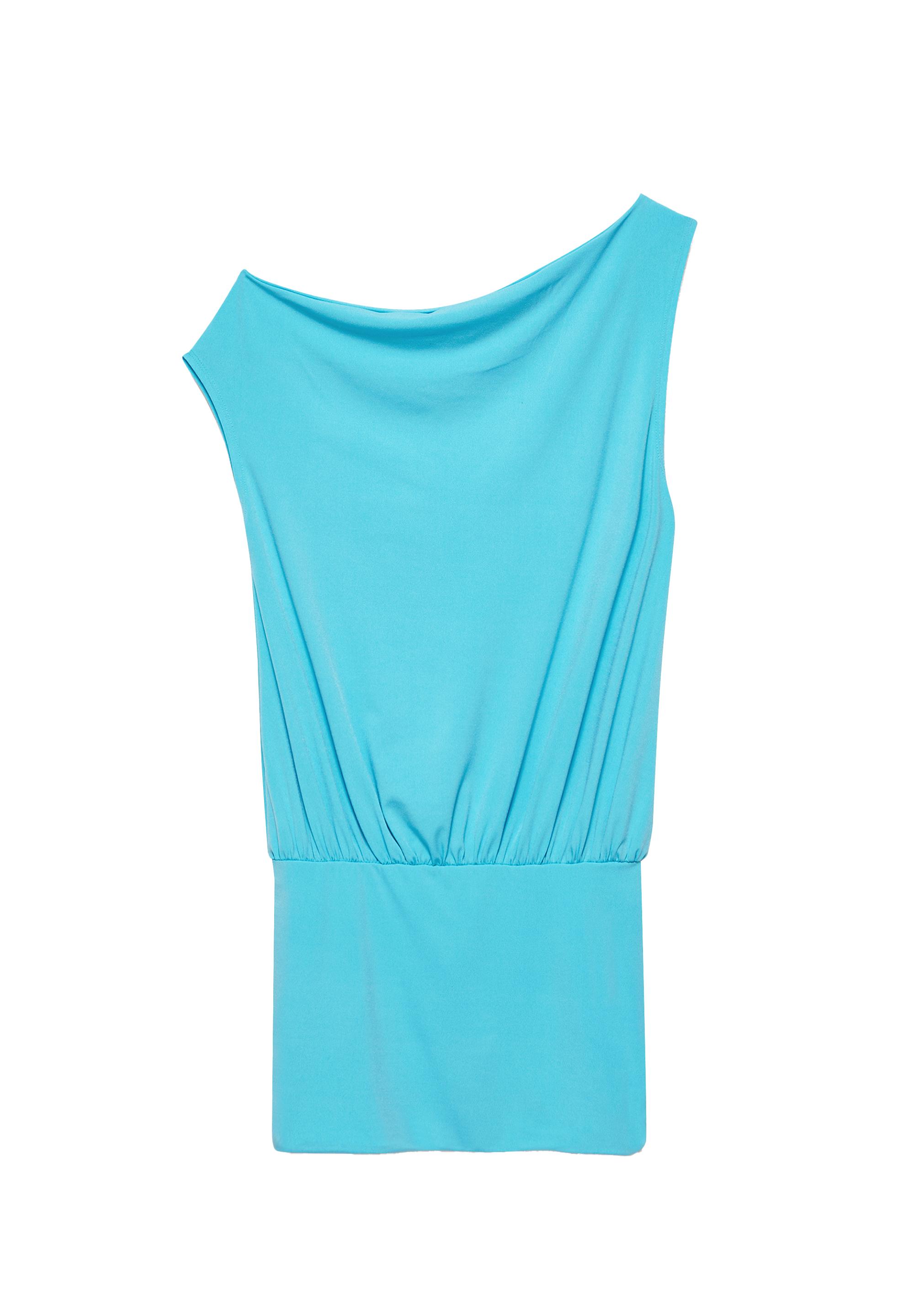 Short asymmetric dress — Turquoise