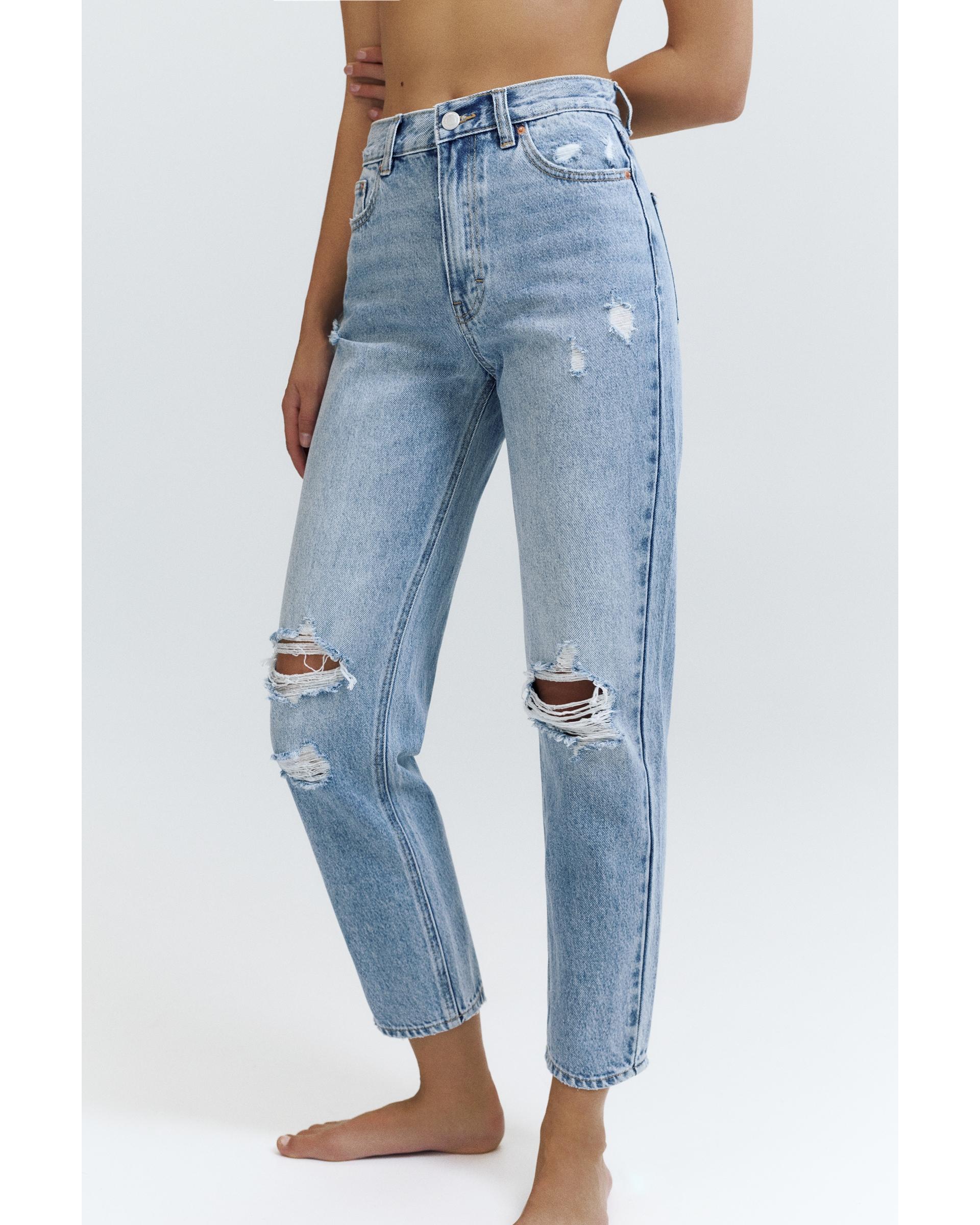 Yırtık mom fit jean - Görsel 9