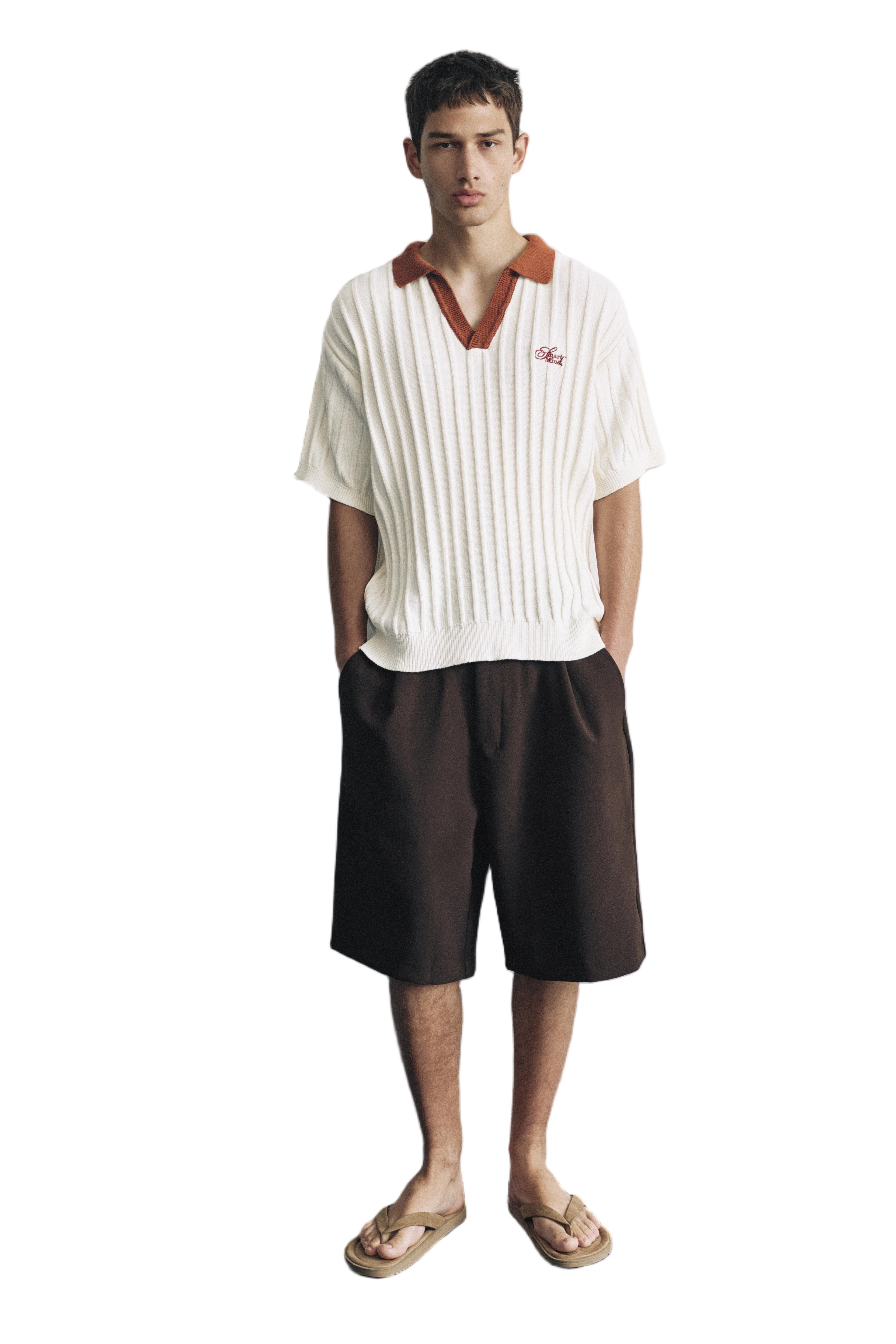 Contrast collar polo shirt — Off white
