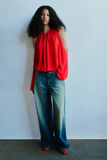 Fine knit cut-out top — Red 4