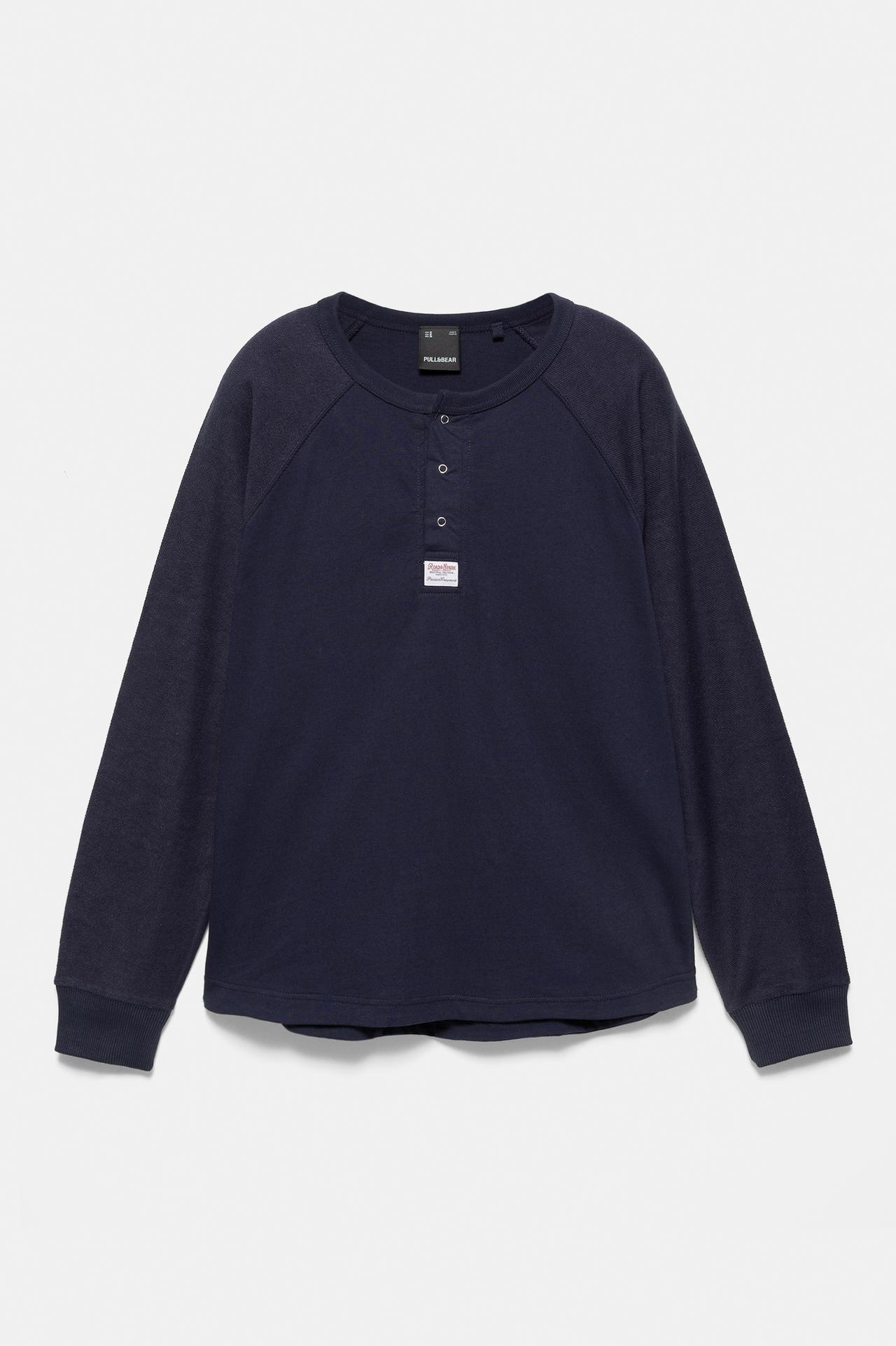 Henley-neck T-shirt — Blue