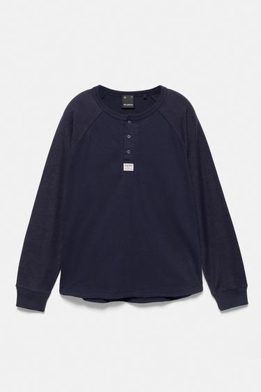 Henley-neck T-shirt — Blue 4