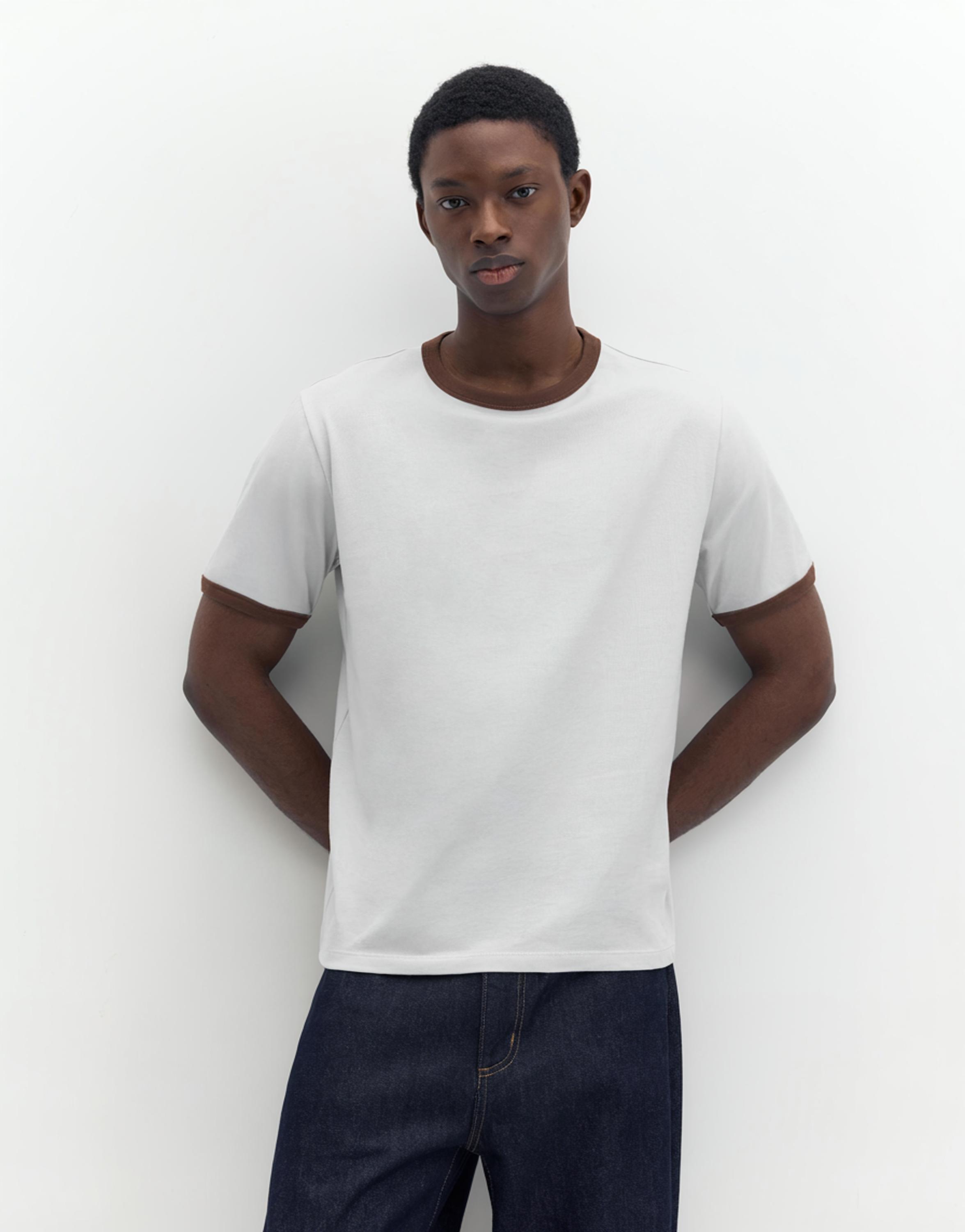 Contrast trim T-shirt — Sky blue