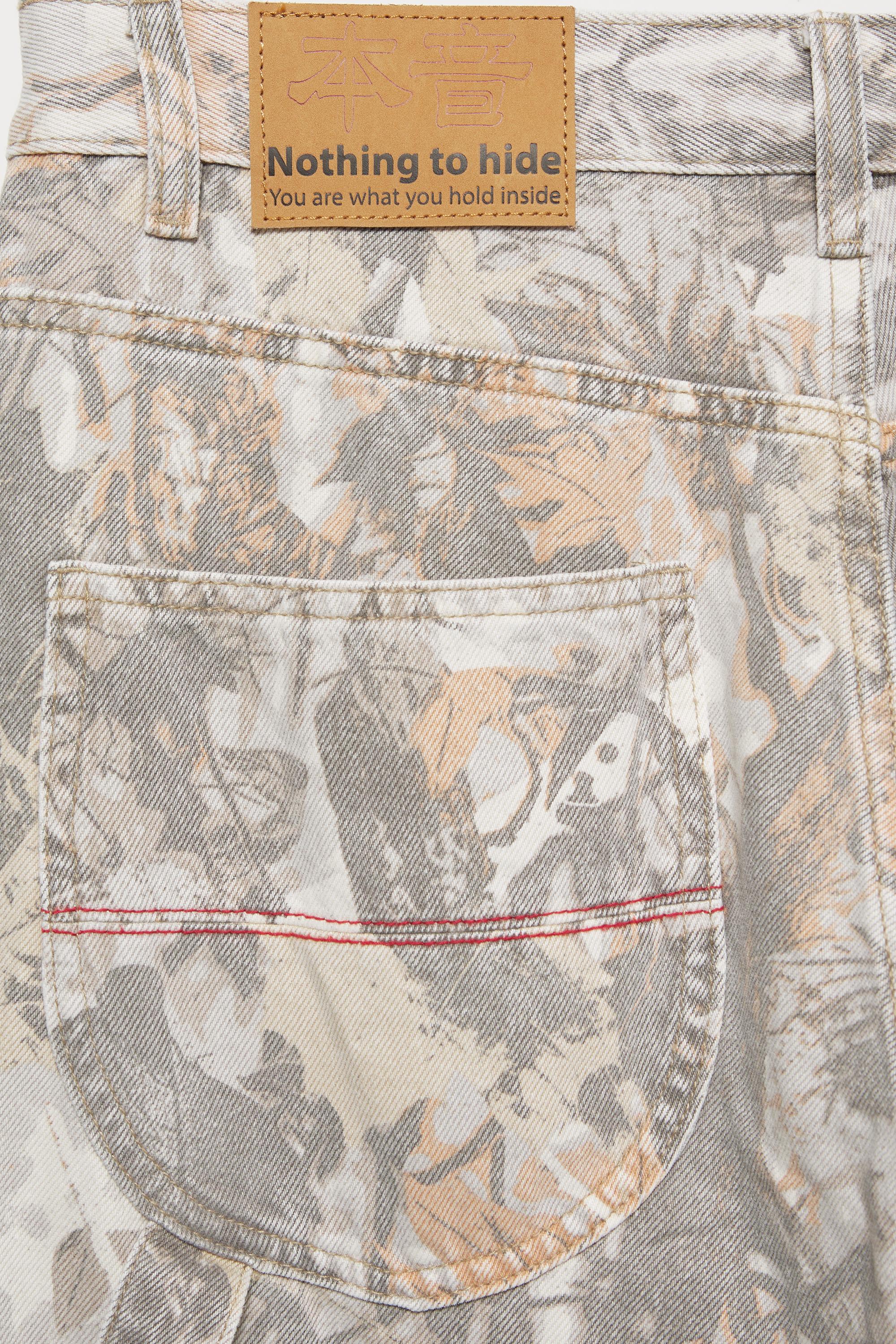 Printed worker trousers — Ecru/Black