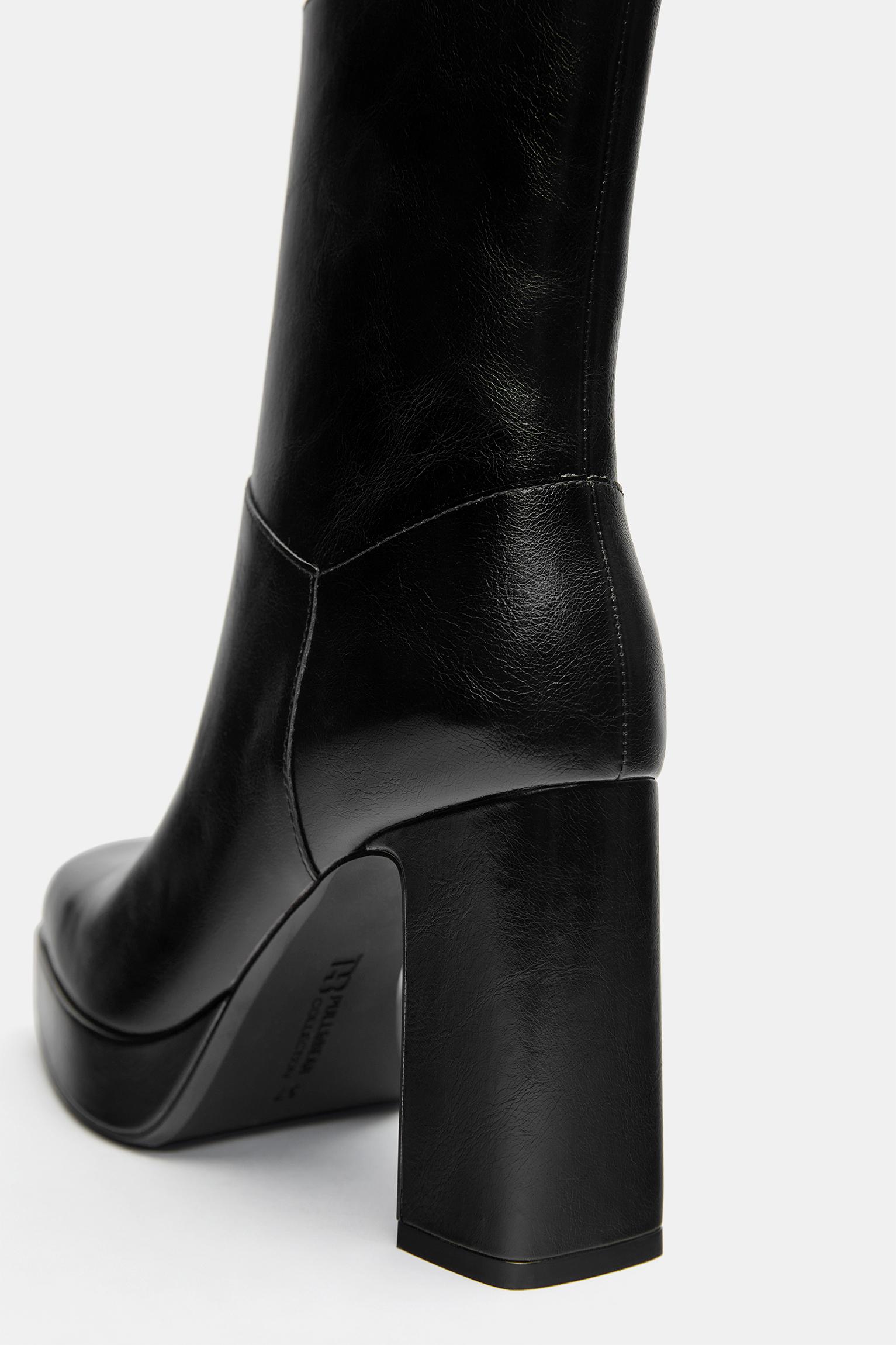 Platform high-heel ankle boots — Black