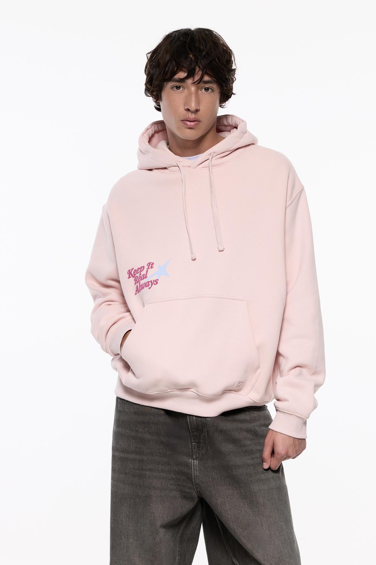 Graphic sweatshirt with hood — Pink