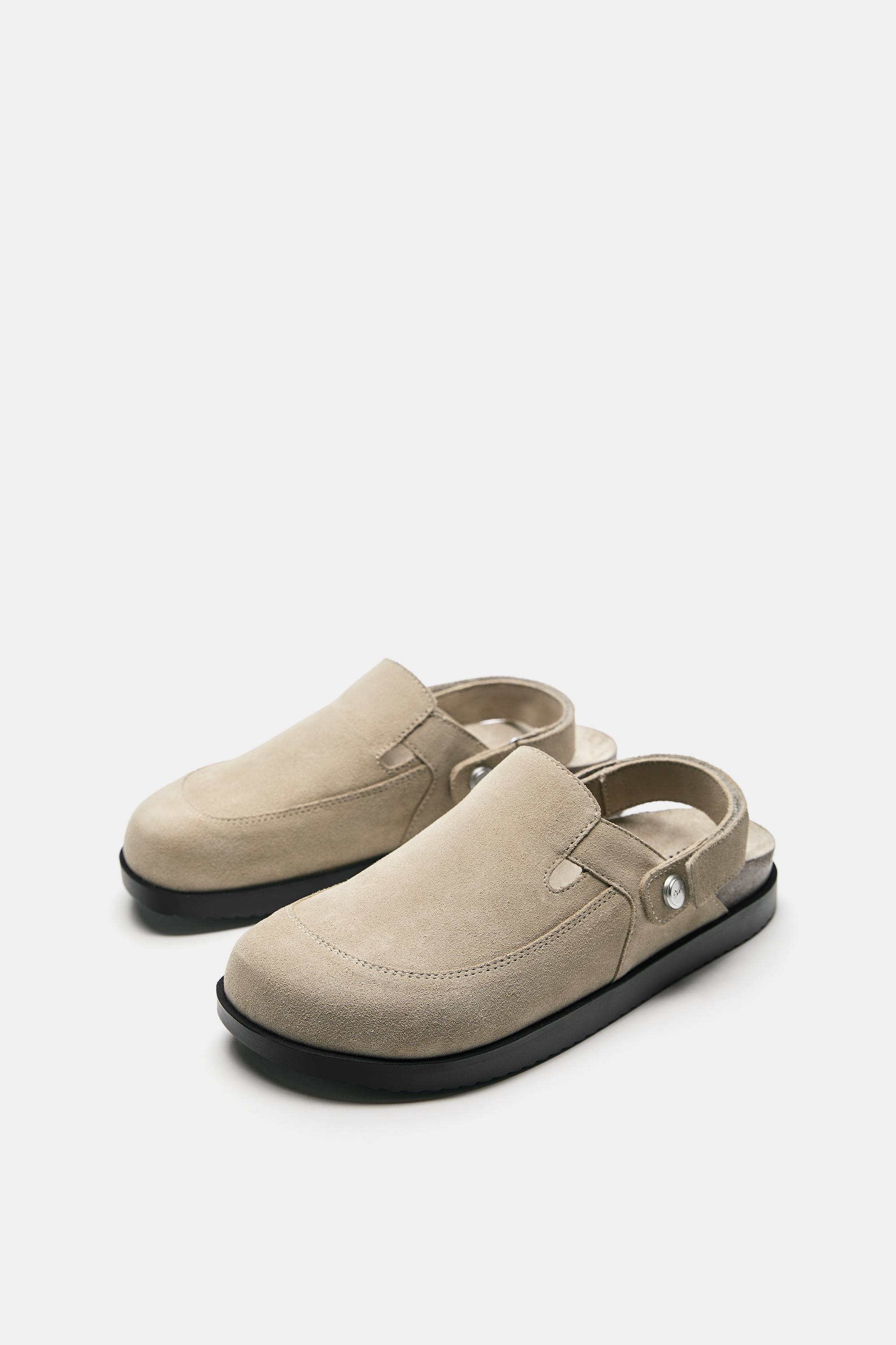 STWD leather strap clogs — Ecru