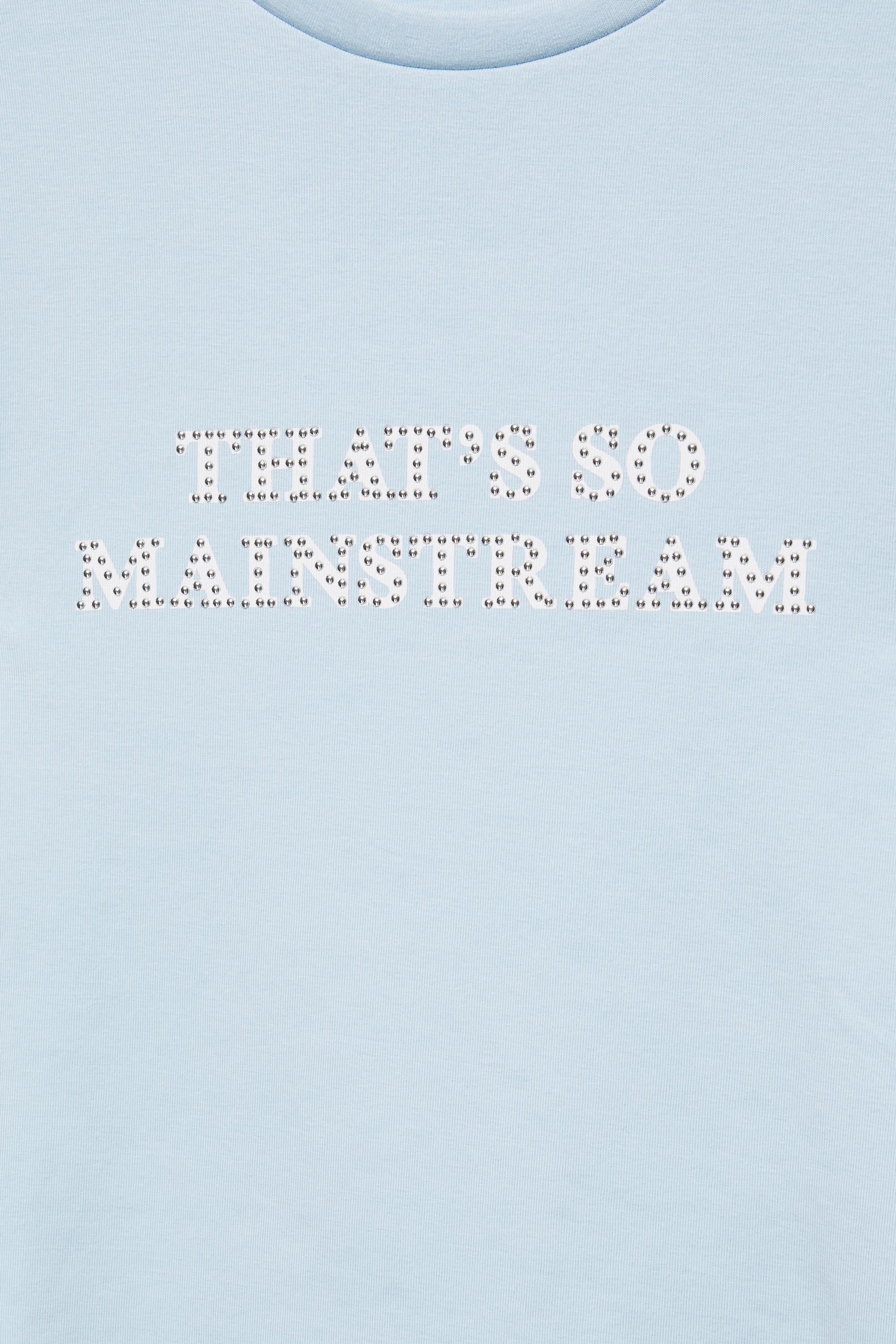 Studded slogan T-shirt — Pale blue