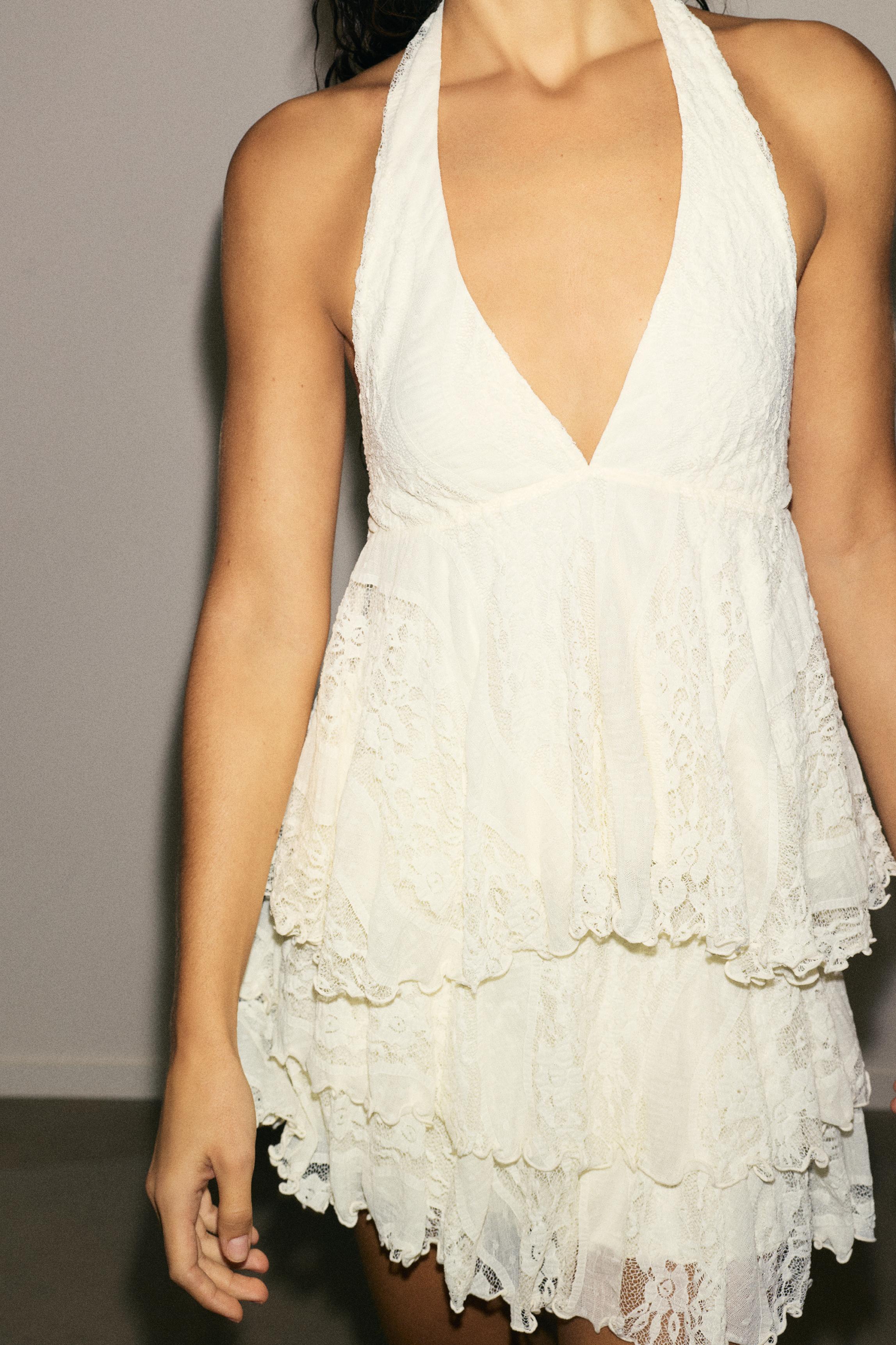 Lace halter top — Ecru