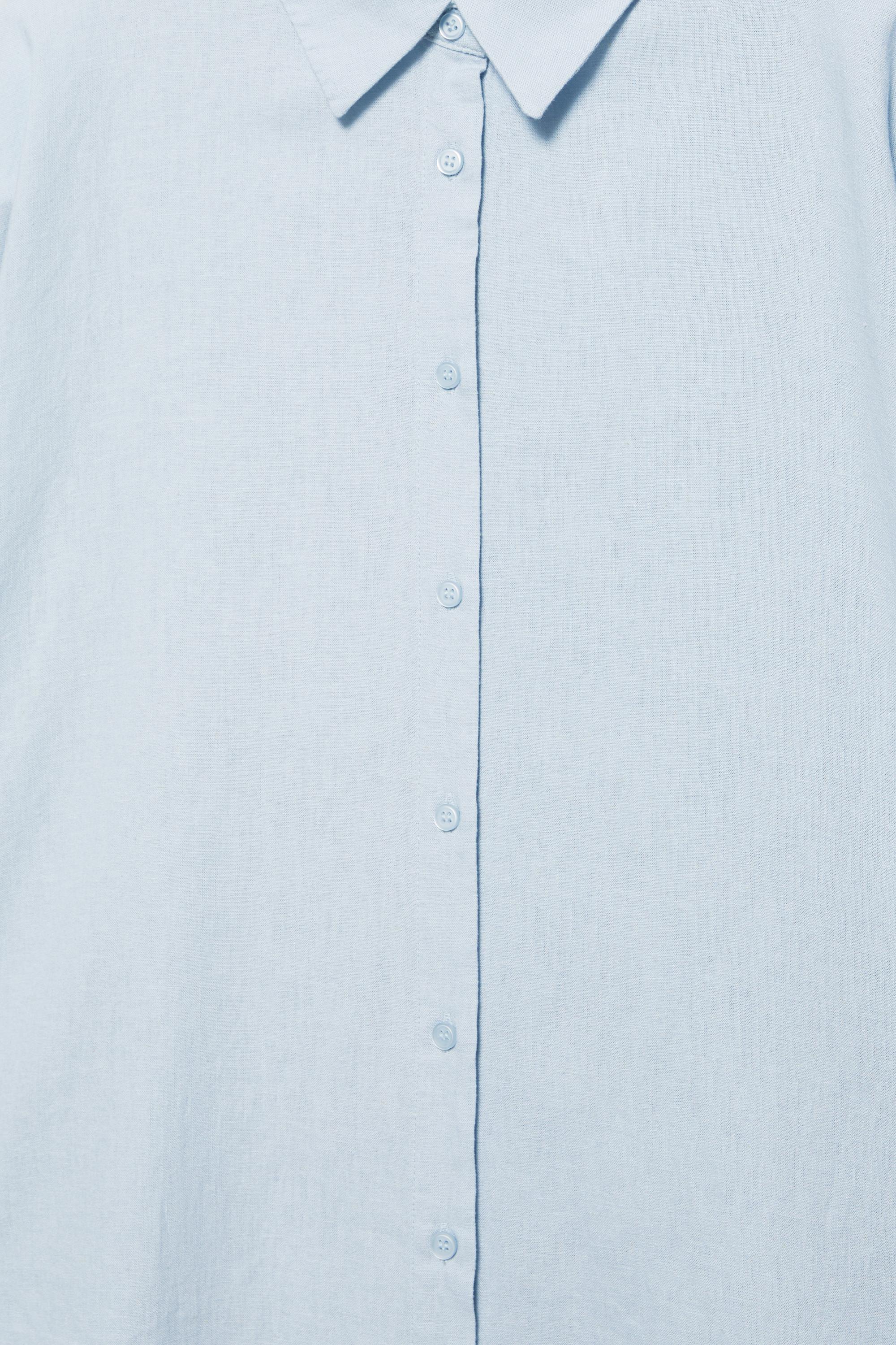 Short sleeve linen blend shirt — Sky blue