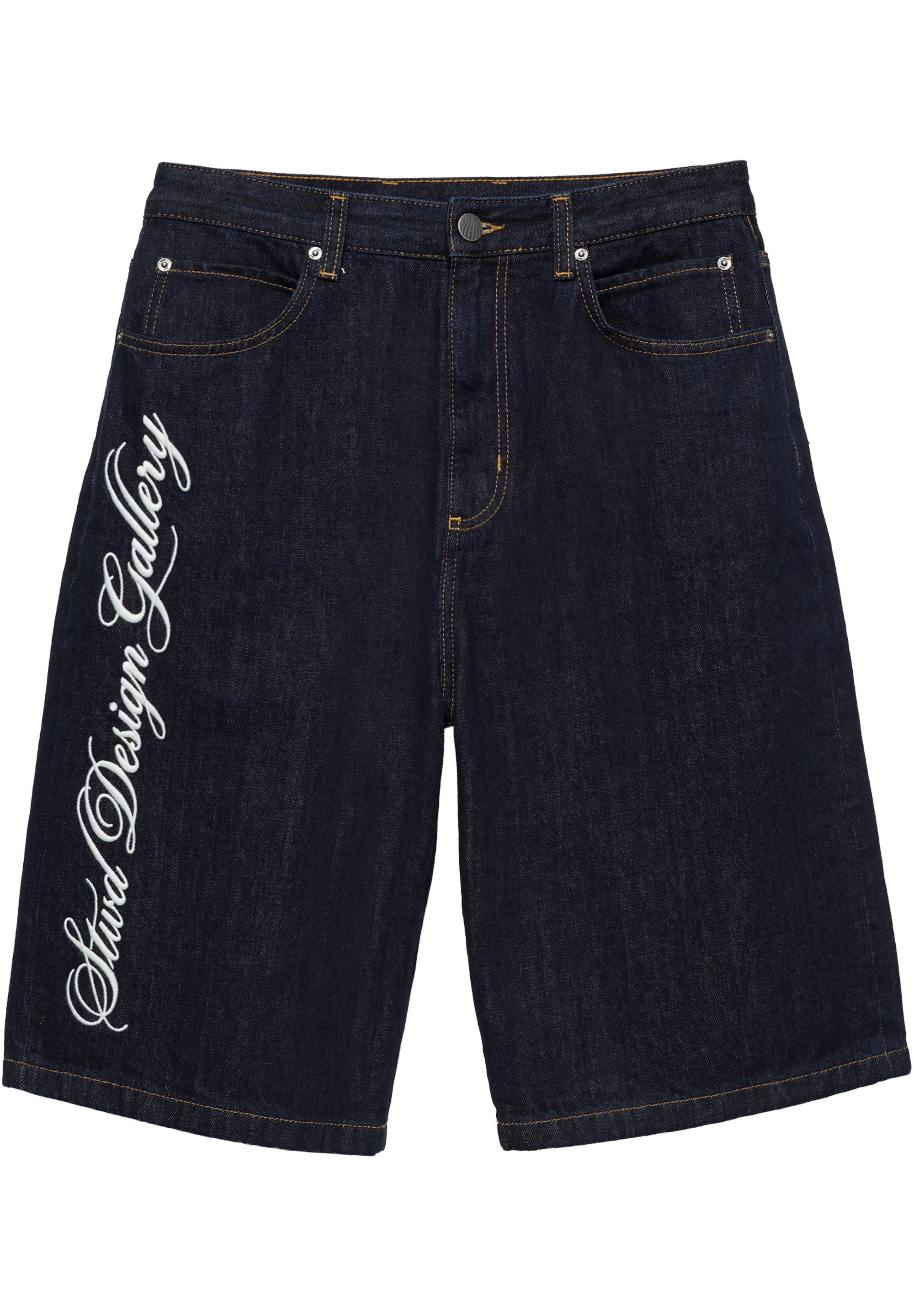 Text skater denim Bermuda shorts — Navy (alternate view)
