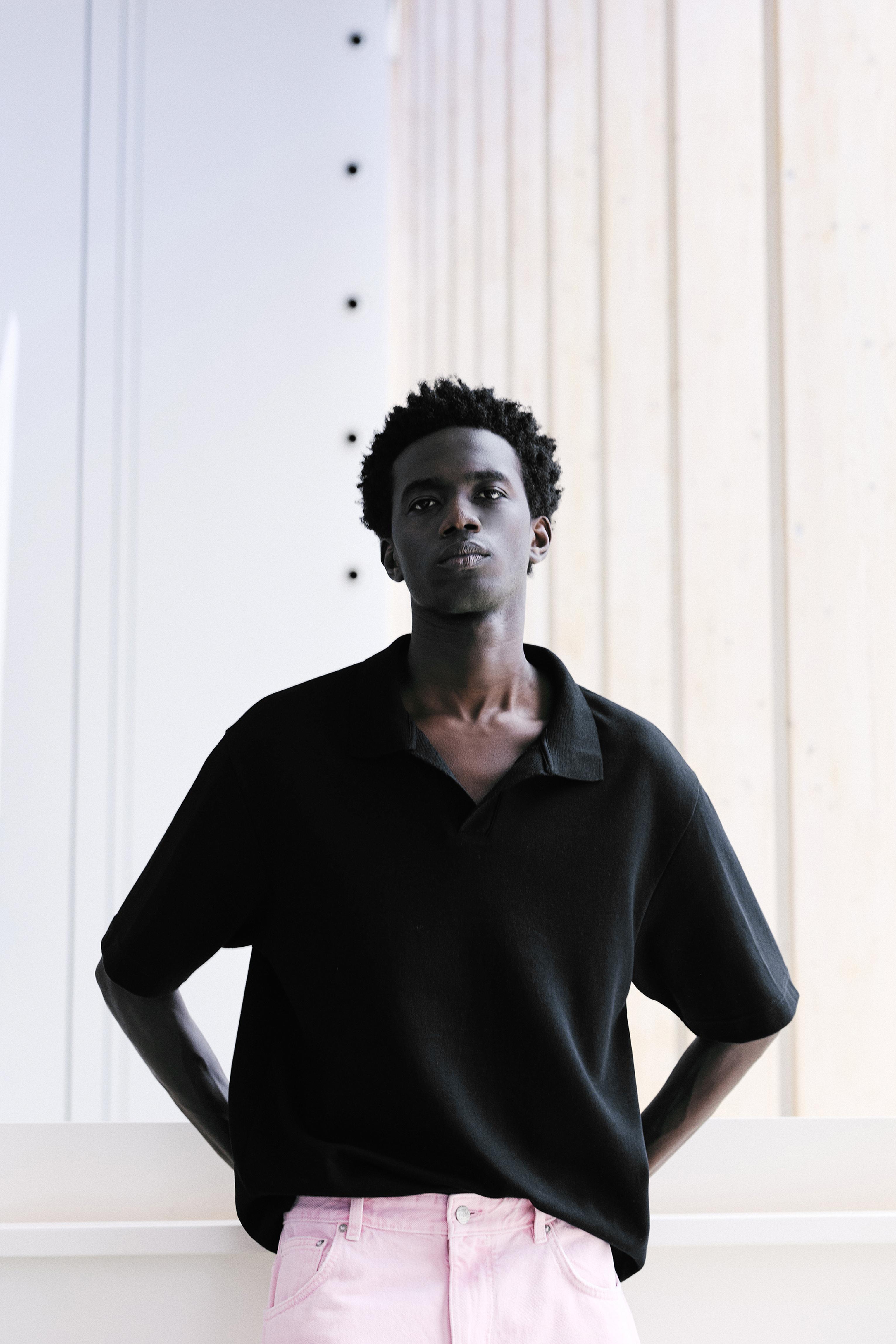 Short sleeve interlock polo shirt — Black