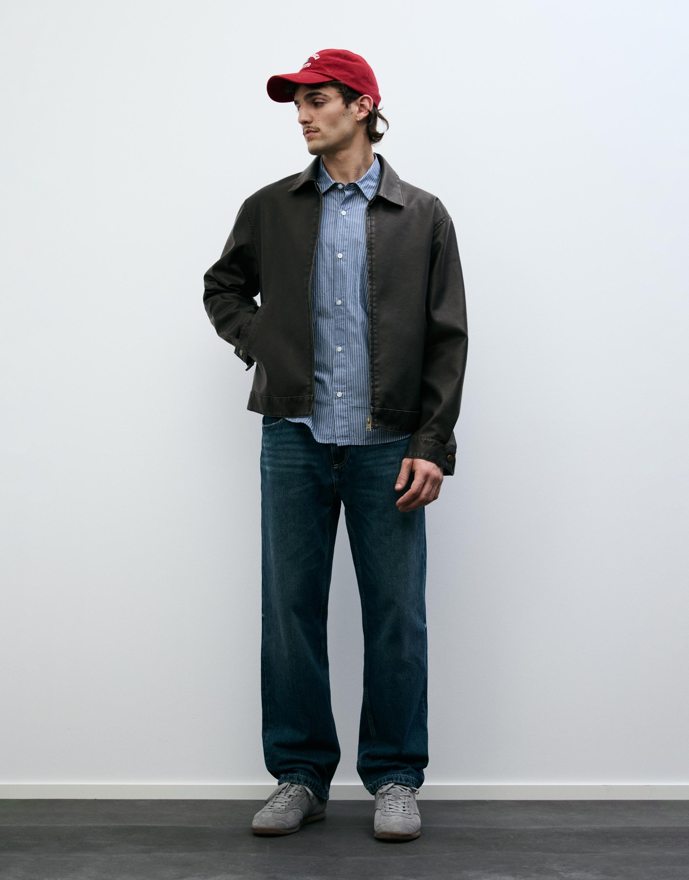 Yıkanmış suni deri ceket - Görsel 53