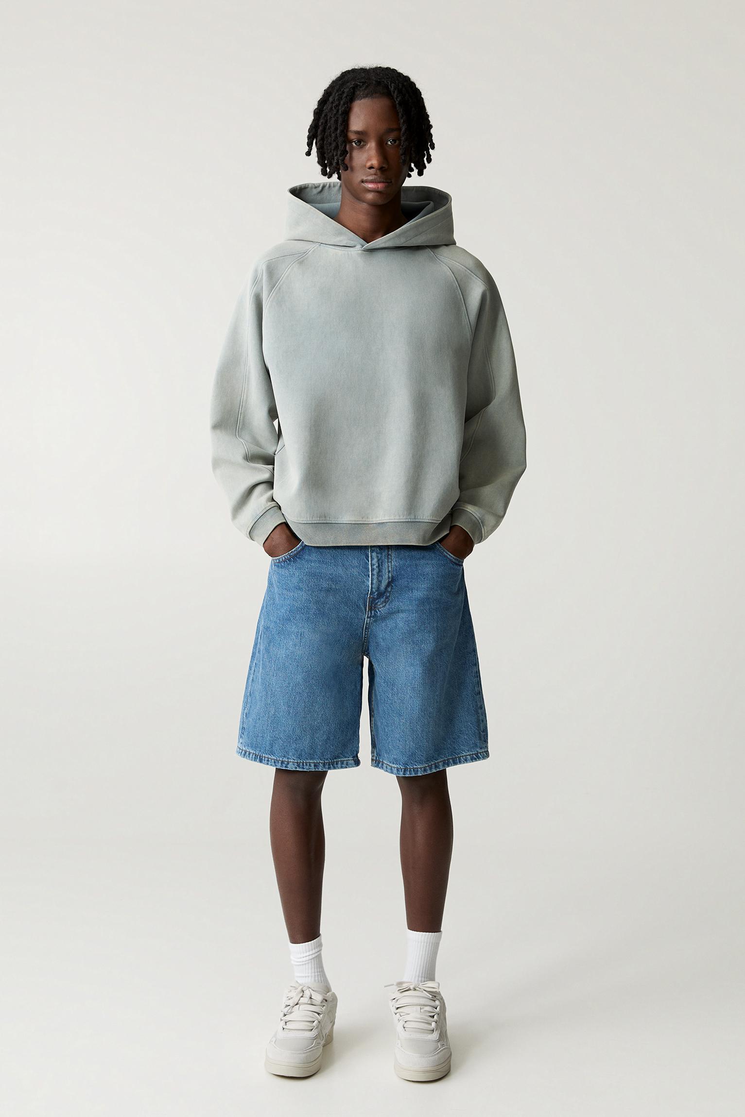Baggy denim Bermuda shorts — Medium blue