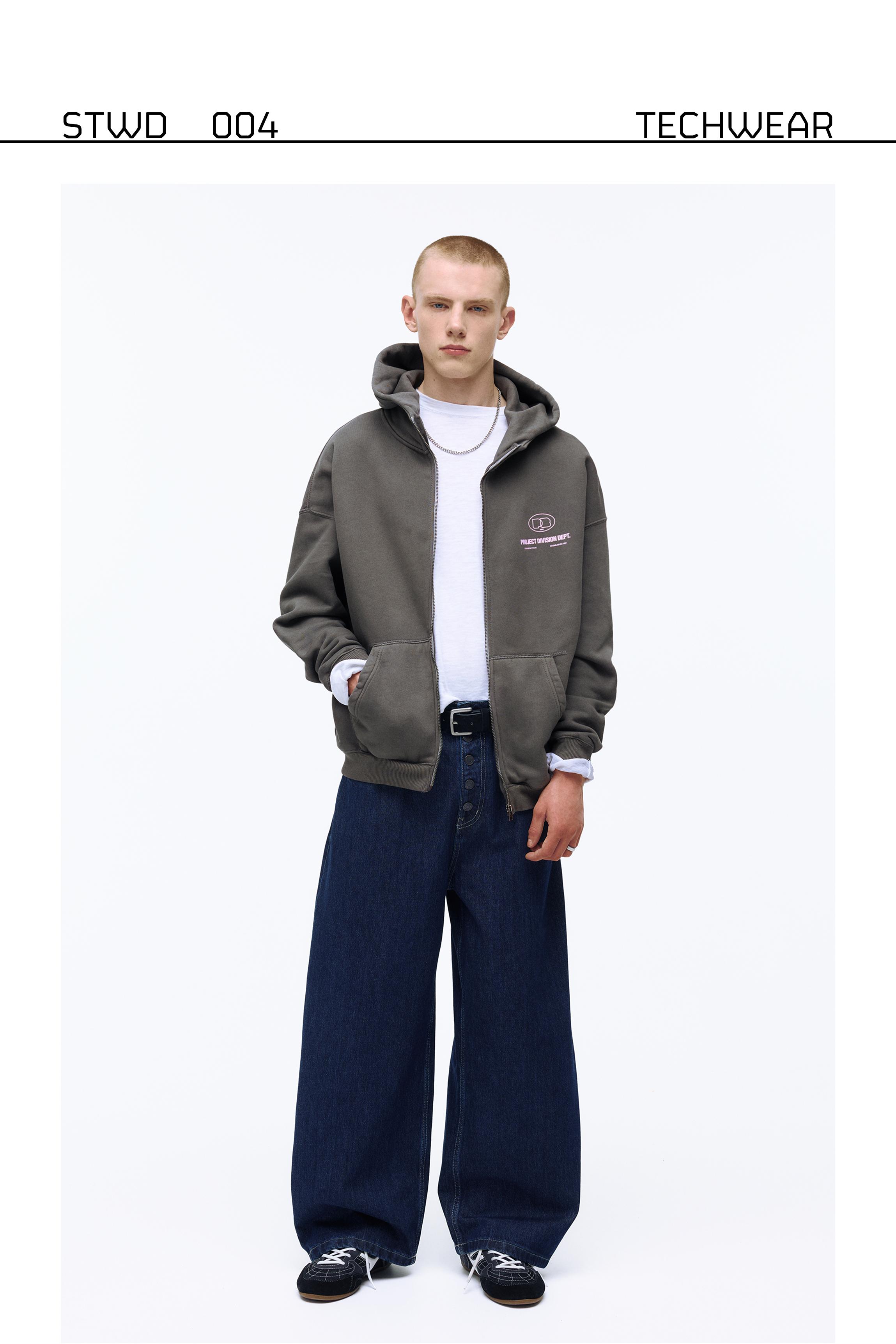 Fermuarlı kapüşonlu bol sweatshirt - Görsel 16
