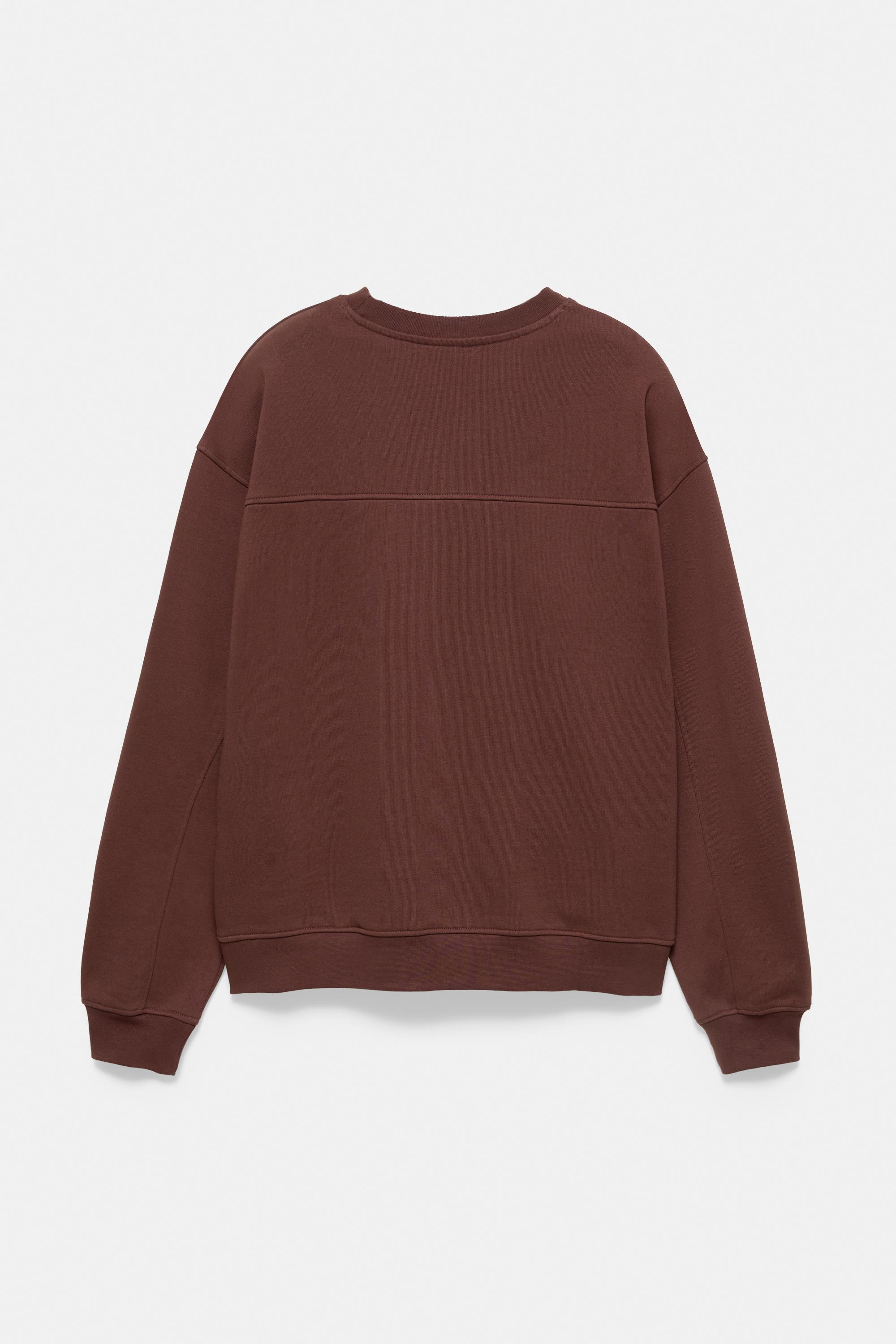 Embroidered round neck sweatshirt — Brown