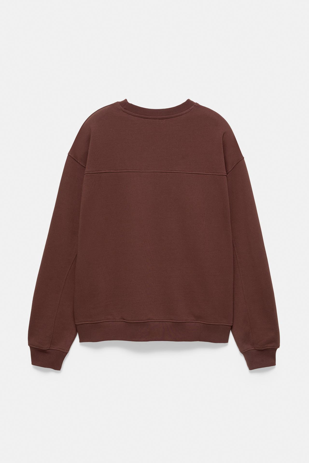 Embroidered round neck sweatshirt — Brown