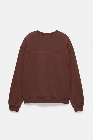 Embroidered round neck sweatshirt — Brown 7