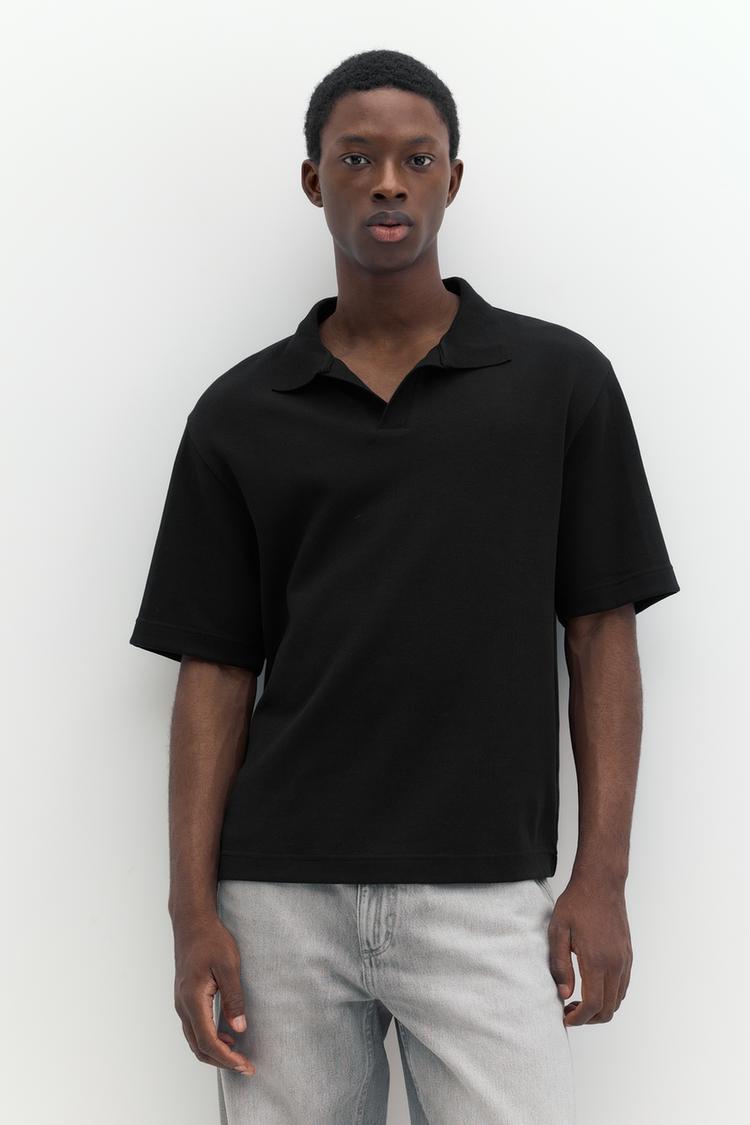 Short sleeve interlock polo shirt — Black