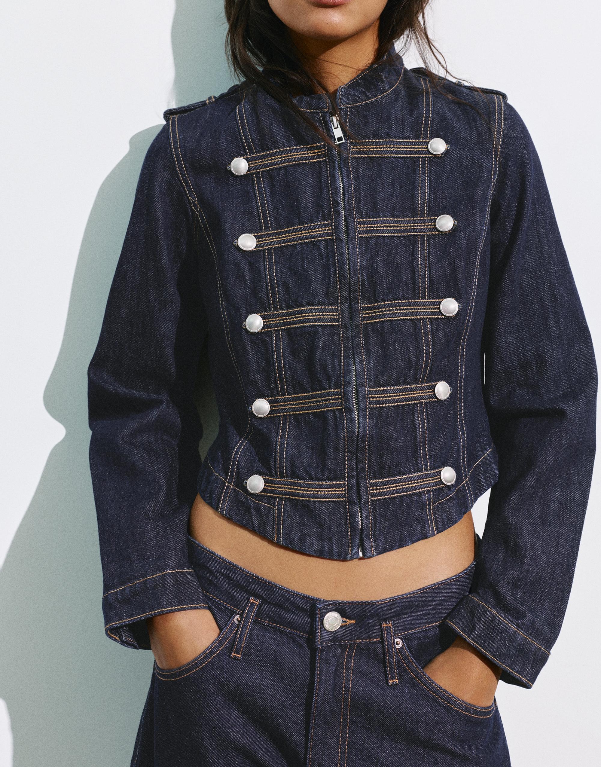Denim jacket with toggle buttons — Navy