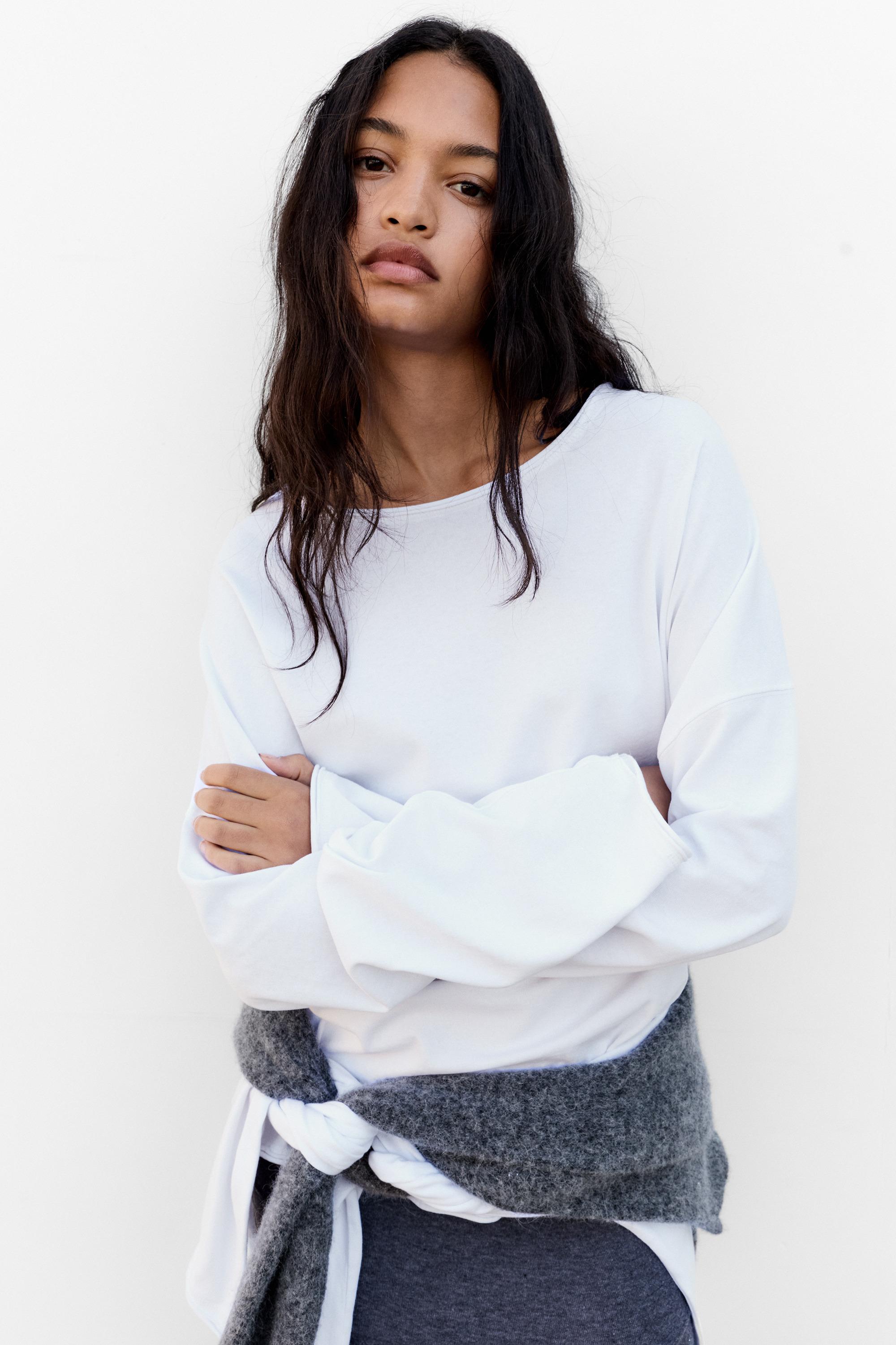 Uzun kollu oversize t-shirt - Görsel 24