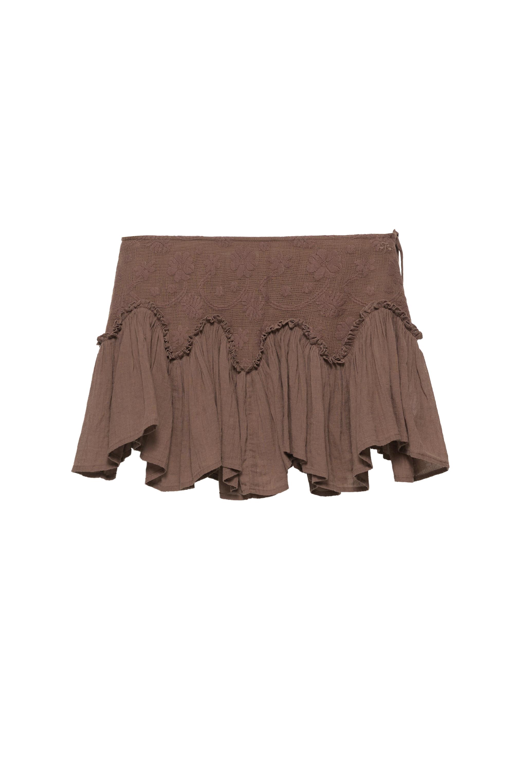 Pull&Bear Kahverengi fırfırlı mini etek görsel 5
