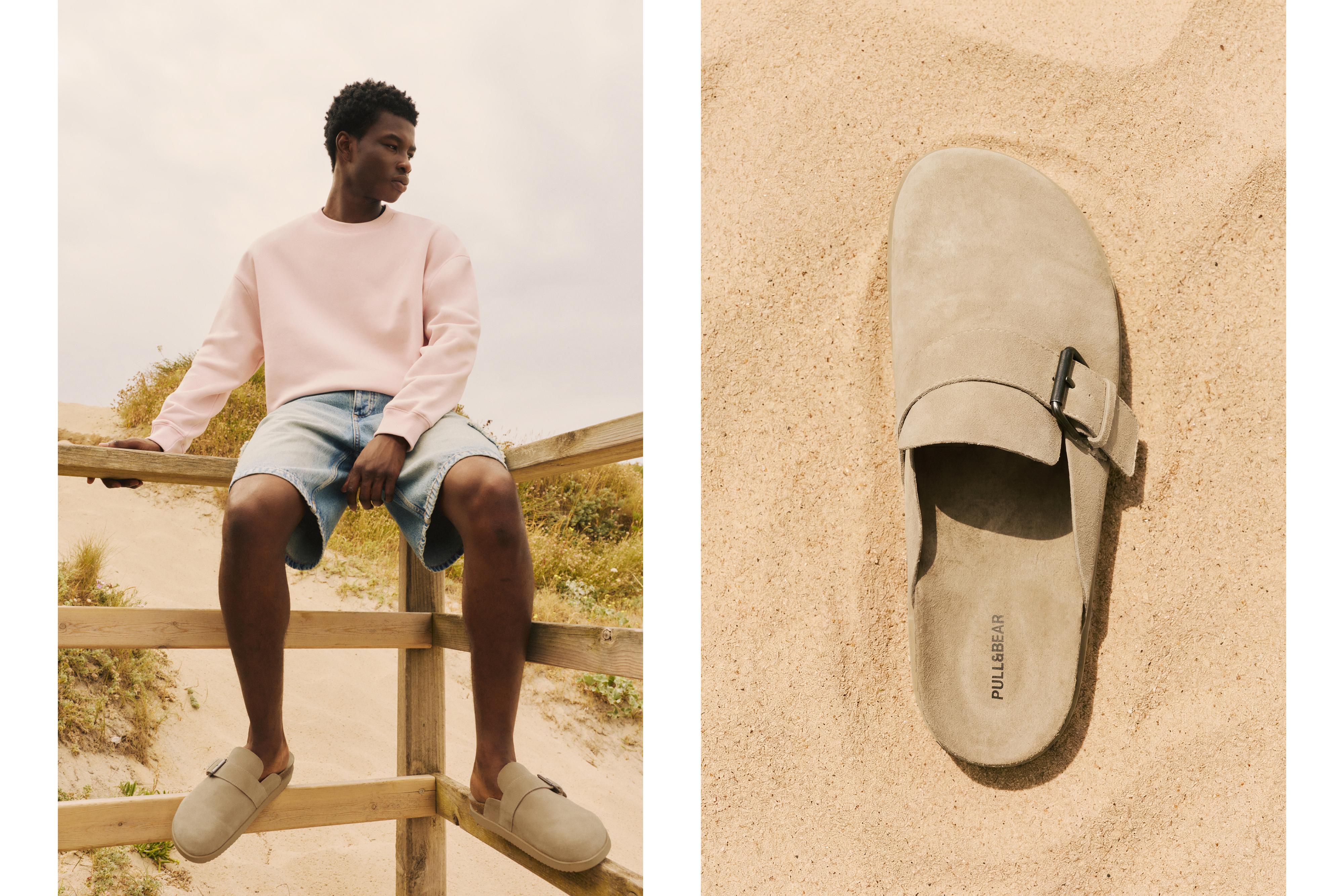 Leather buckle clogs — Ecru