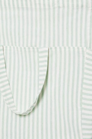 Large striped tote bag — Faded green 2