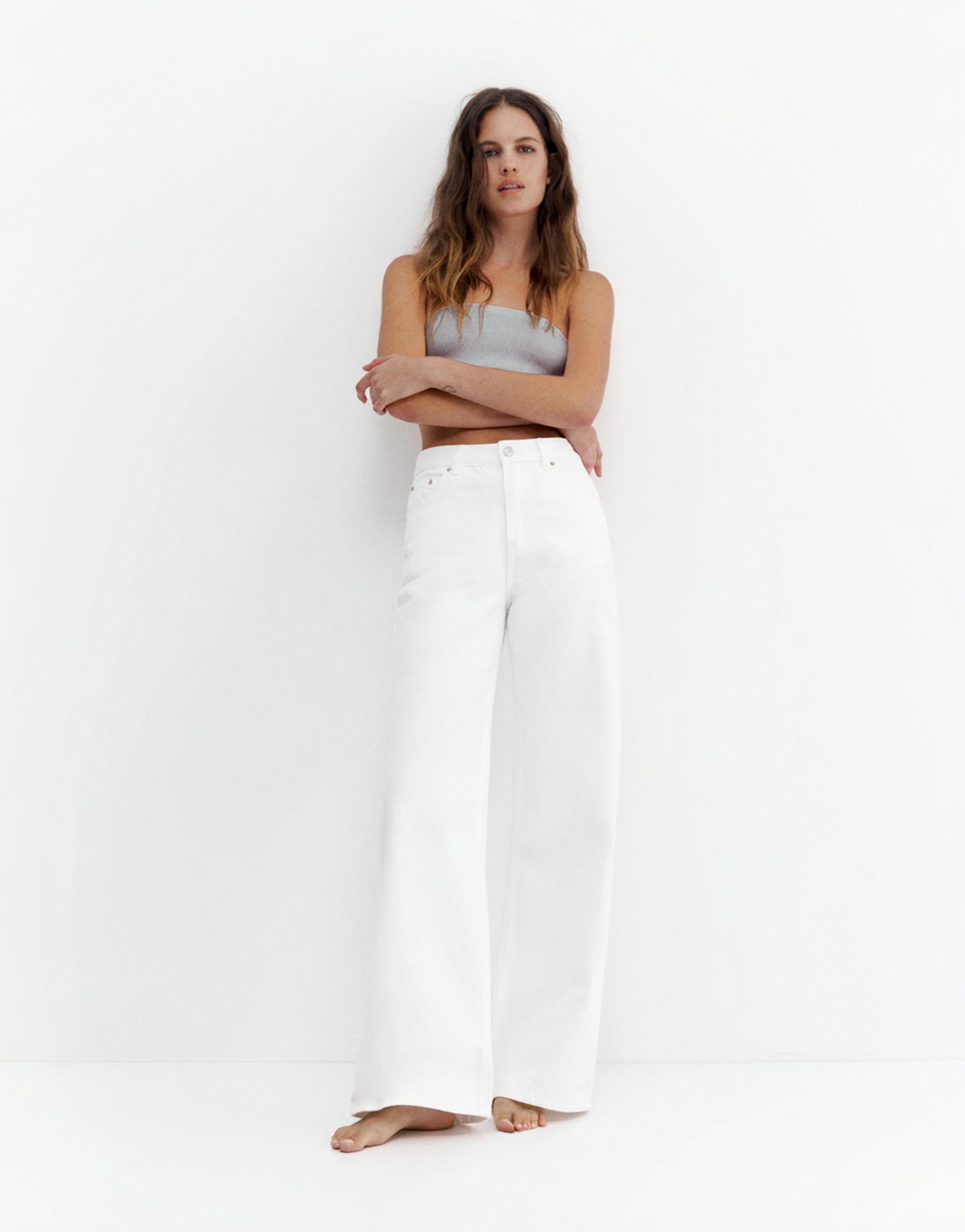 High-waist wide-leg jeans — White-t