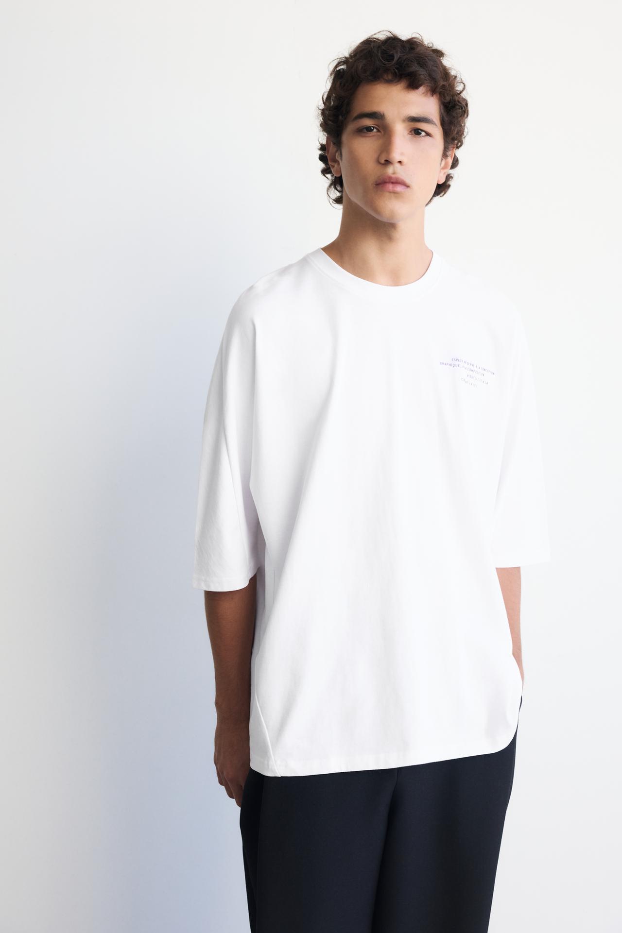 Boxy-fit slogan T-shirt — White