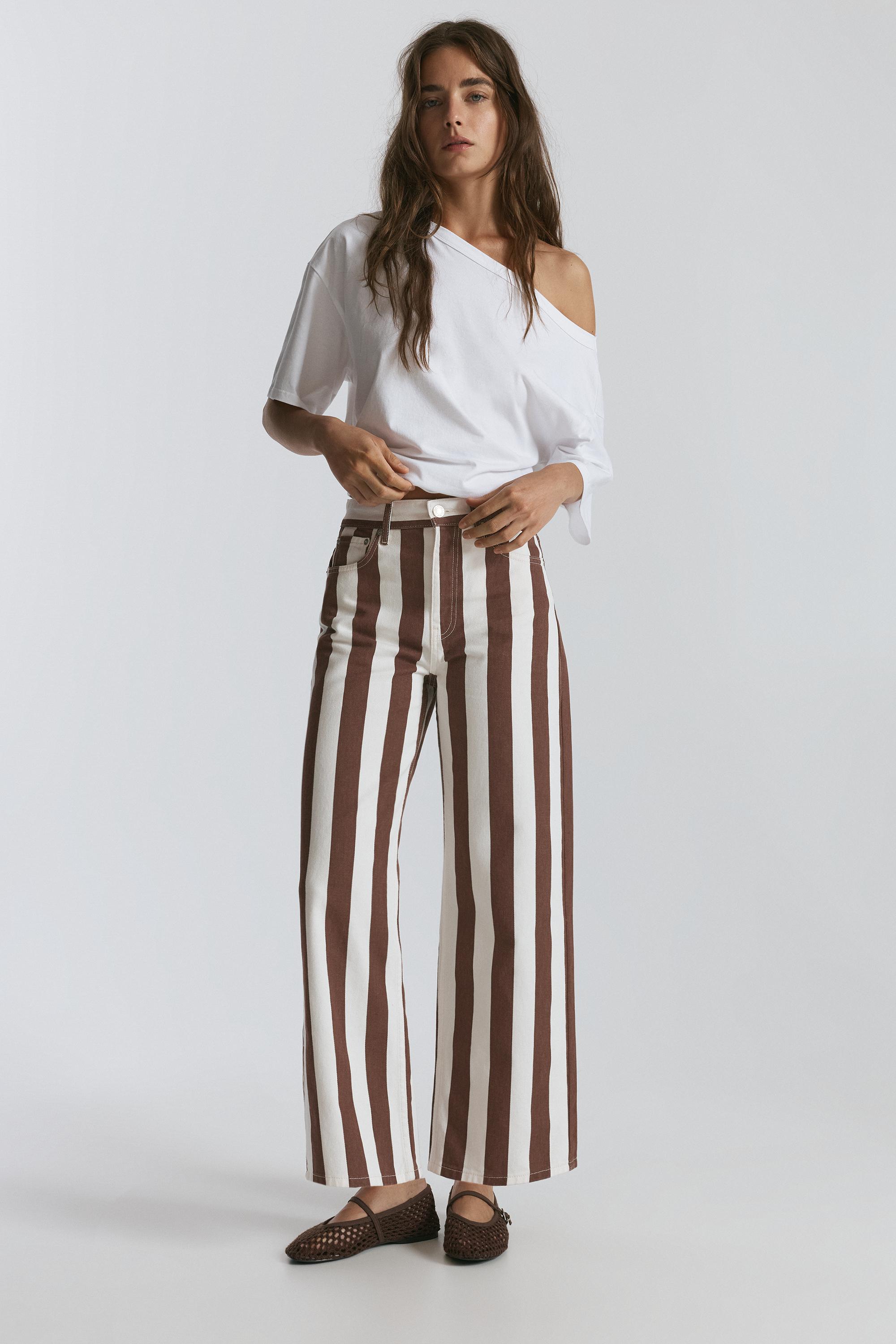 Pantaloni Dritti A Righe